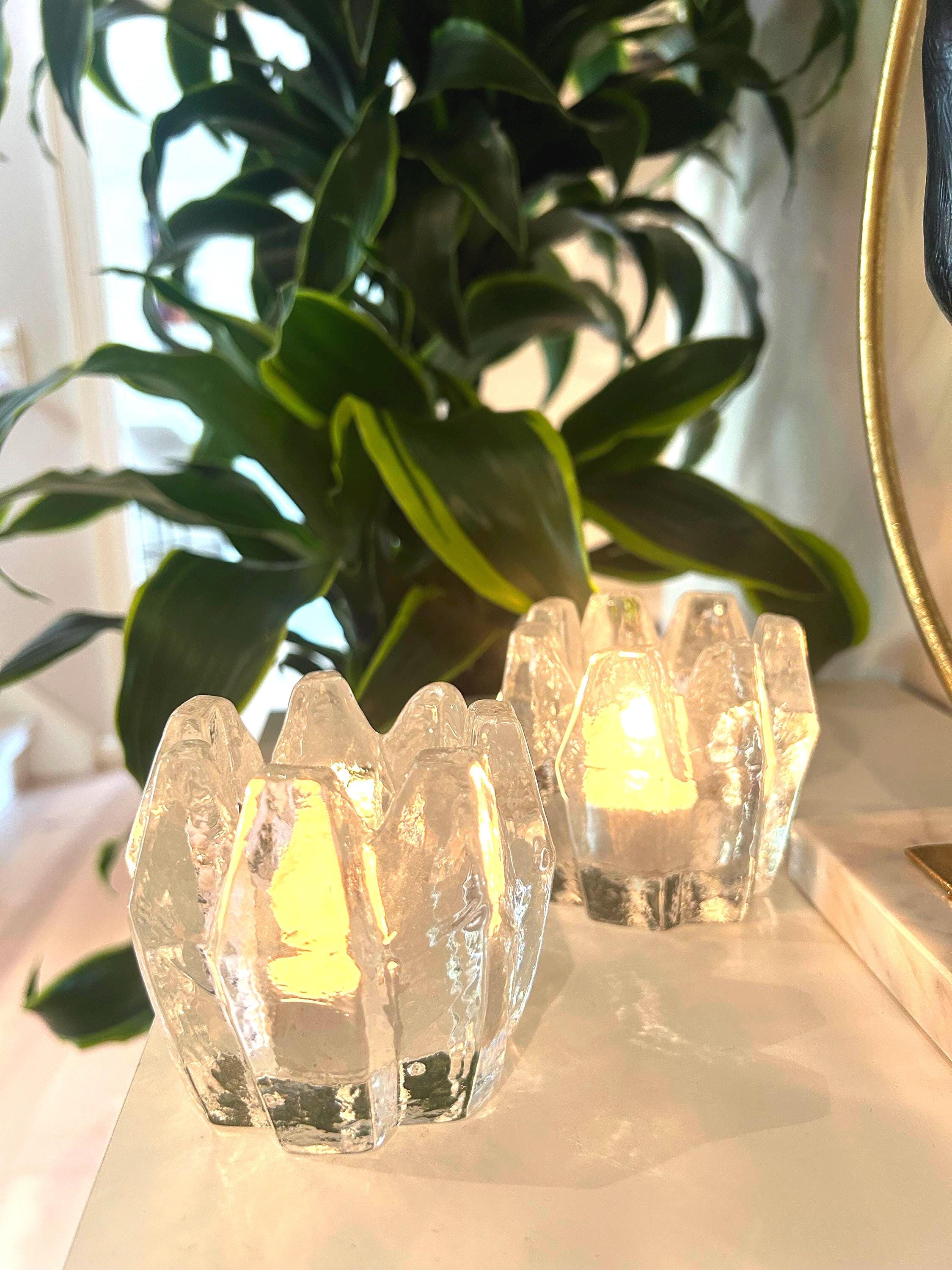 Vintage Christer Sjögren, Lindshammar, Crystal Candle Holders