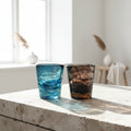 Vintage Kosta Boda “Mine” Glass Candle Holders | Blue & Smoky Pair