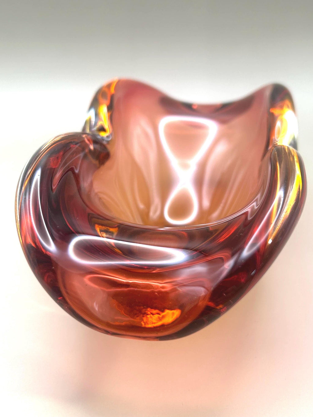 Murano, Sommerso, Bowl, Amber & Ruby Red centrepiece | Italian Art Glass