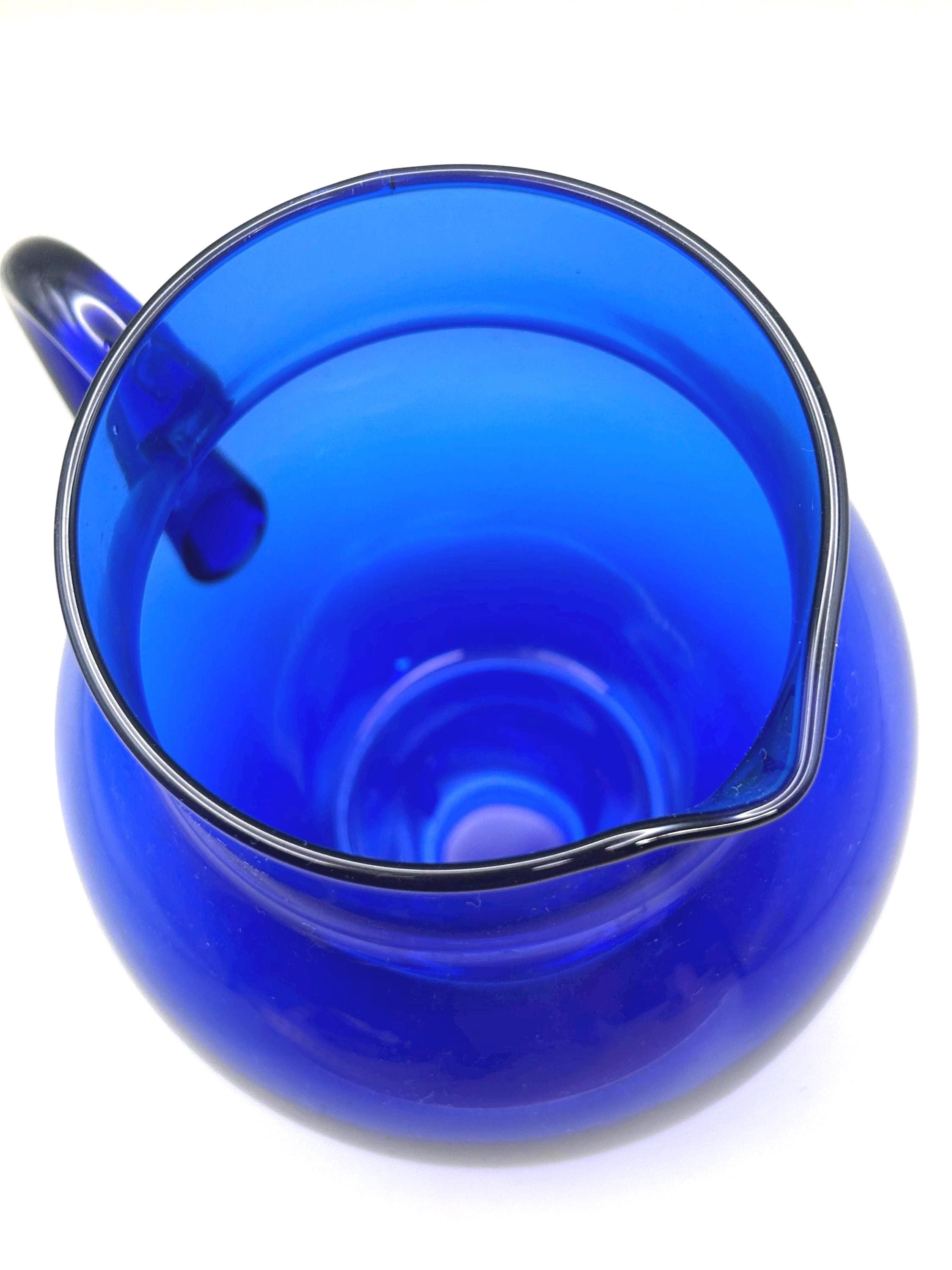 Cobalt Blue Crystal Glass Pitcher, Vintage Holmegaard Design By Per Lütken, Denmark