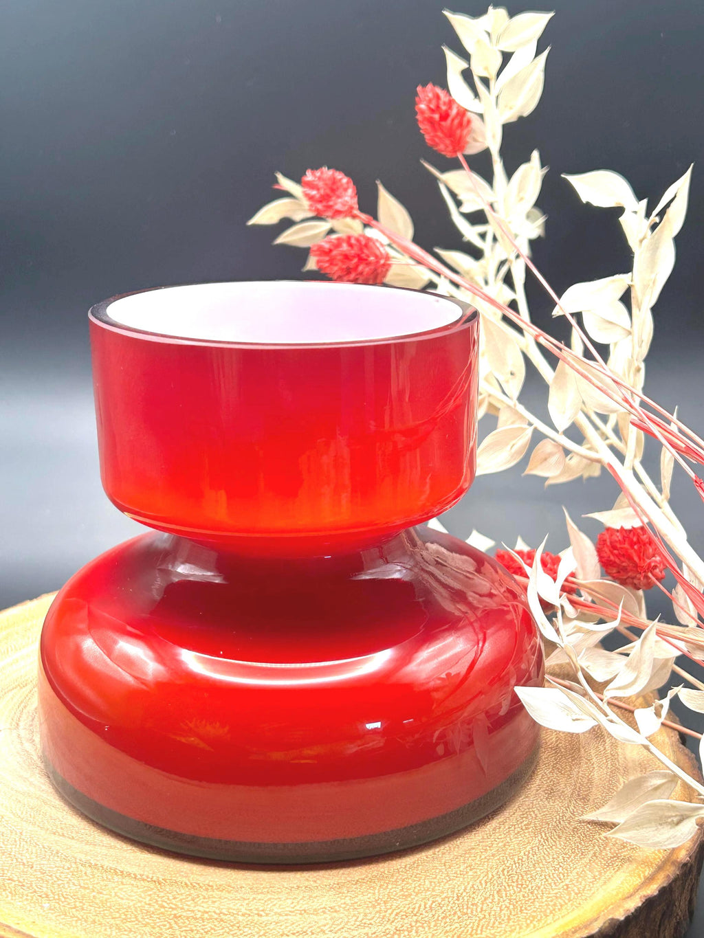 Holmegaard Carnaby Vase, Per Lütken Ruby Red Cased Glass | Danish Modern