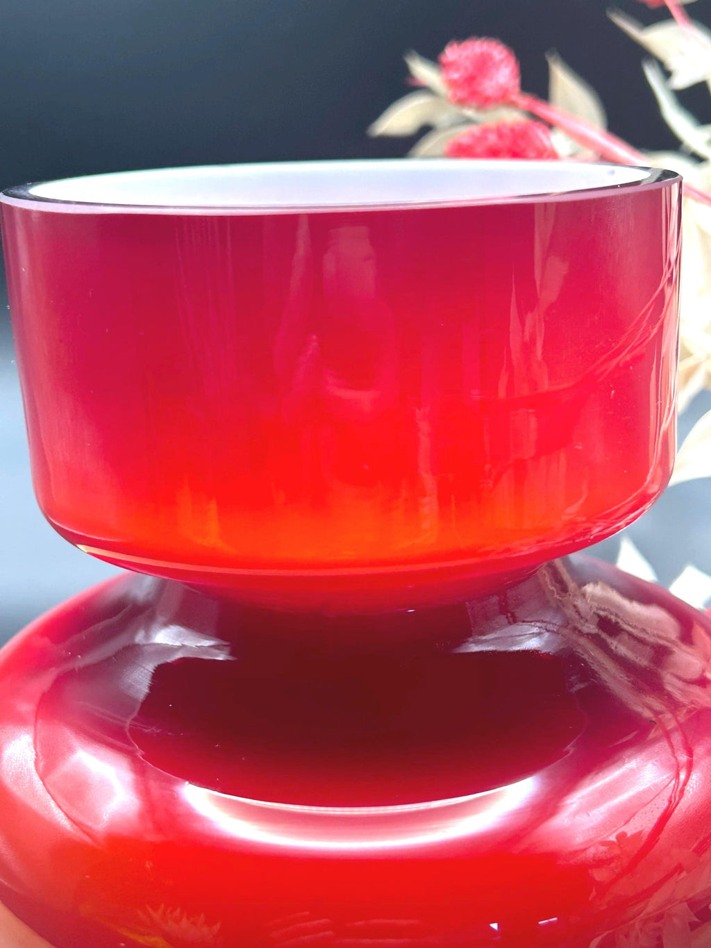 Holmegaard Carnaby Vase, Per Lütken Ruby Red Cased Glass | Danish Modern