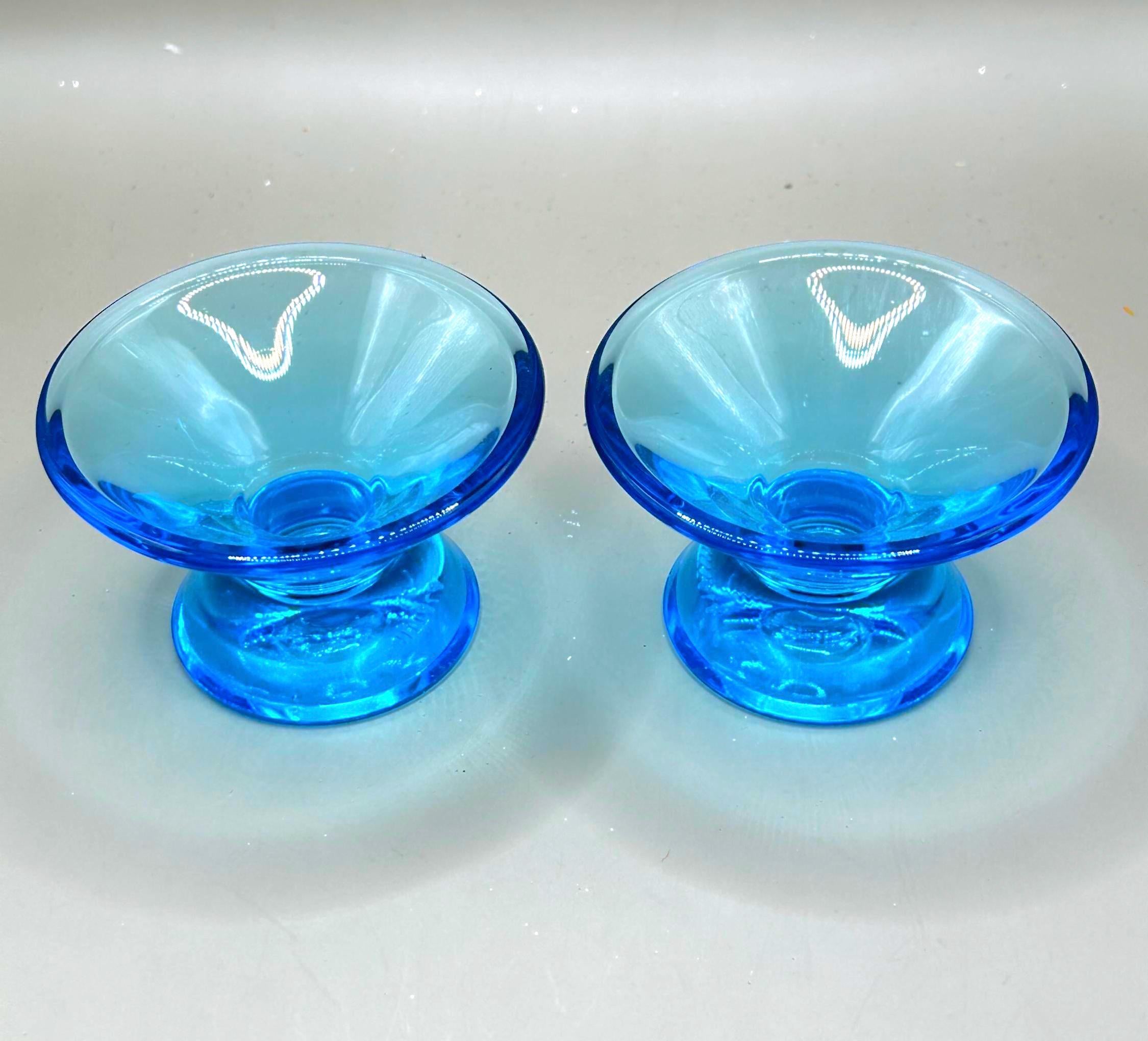 Iittala, Pair of Candle Holders, Deep Cobalt Blue Art Glass | Mid-Century Modern Finish glass