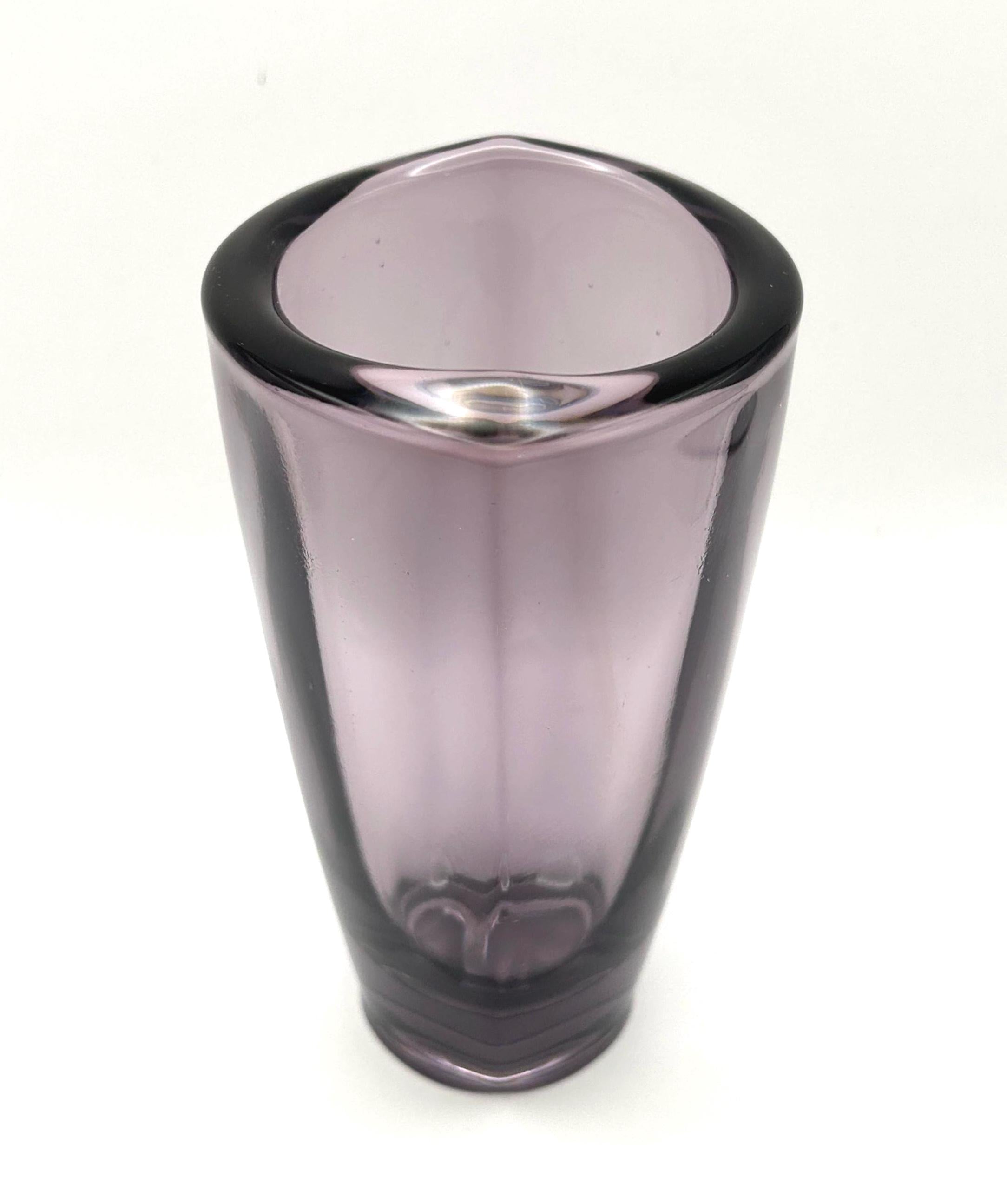 Riihimäen Lasi, Finland. Amethyst Glass Vase -1970s-