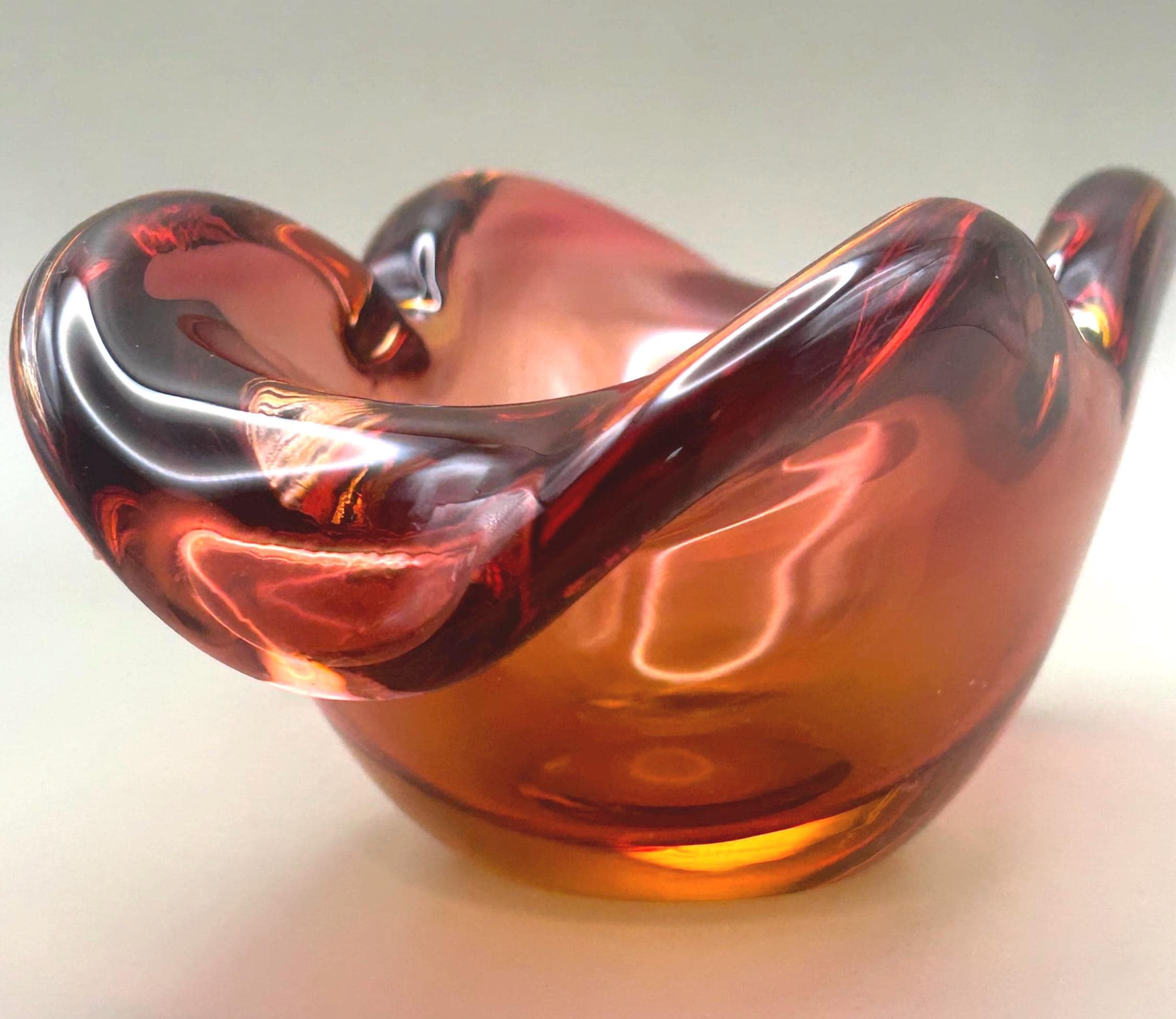 Murano, Sommerso, Bowl, Amber & Ruby Red centrepiece | Italian Art Glass