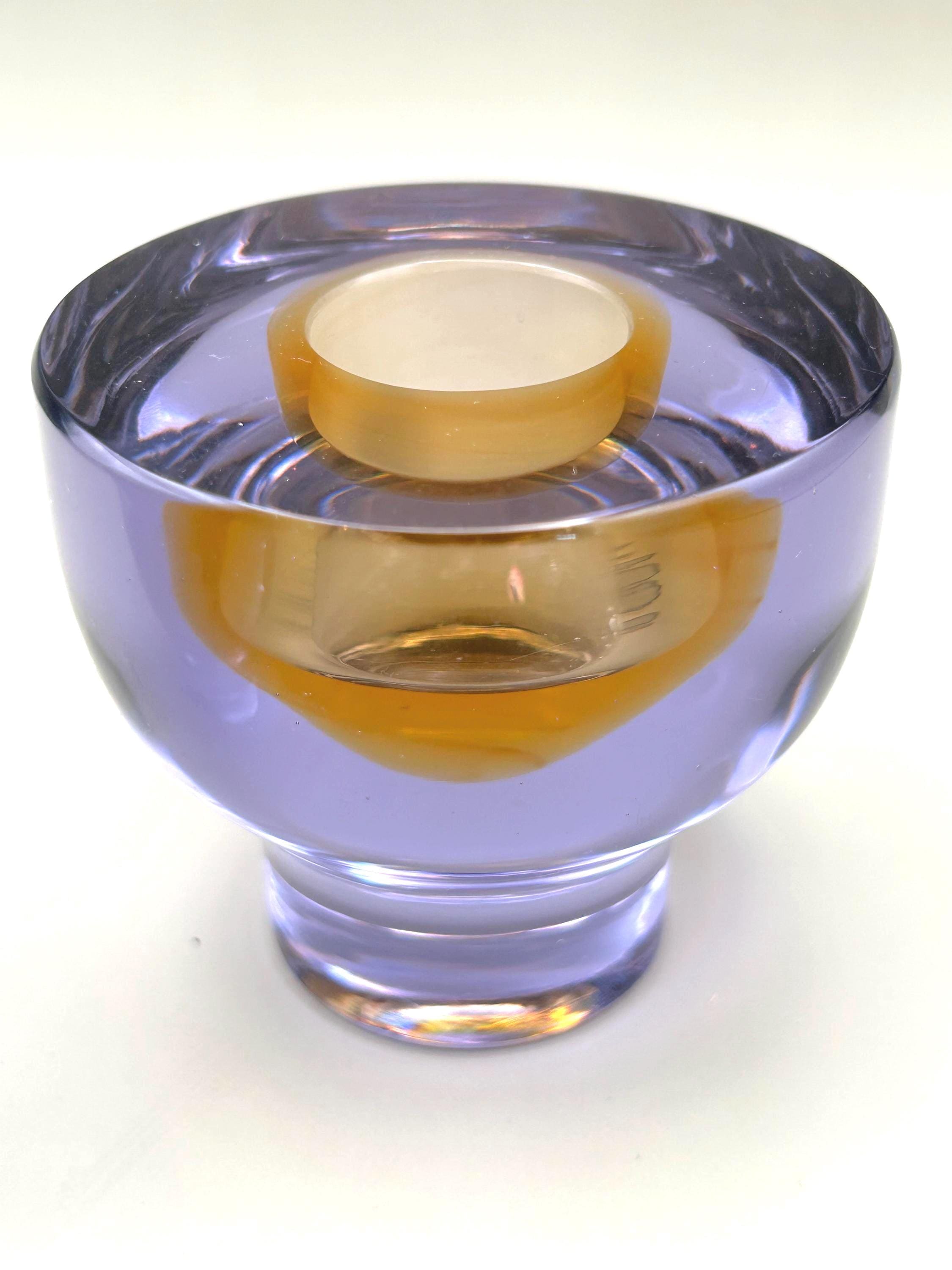 Murano Seguso Vetri d’Arte, Sommerso Candle Holders | Signed Italian Art Glass