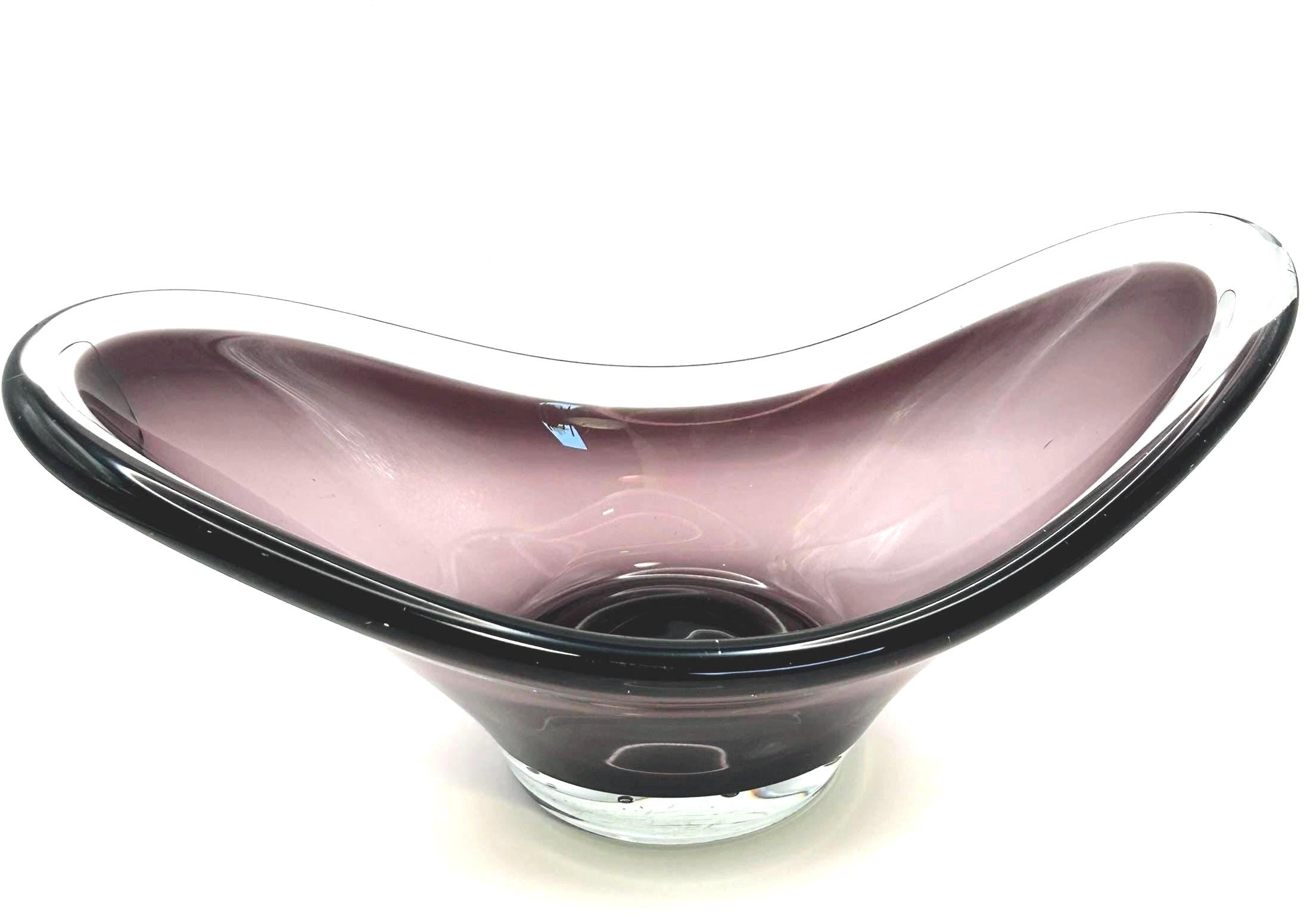 Vintage FM Konstglas Amethyst Crystal Centerpiece Bowl | Scandinavian Art Glass