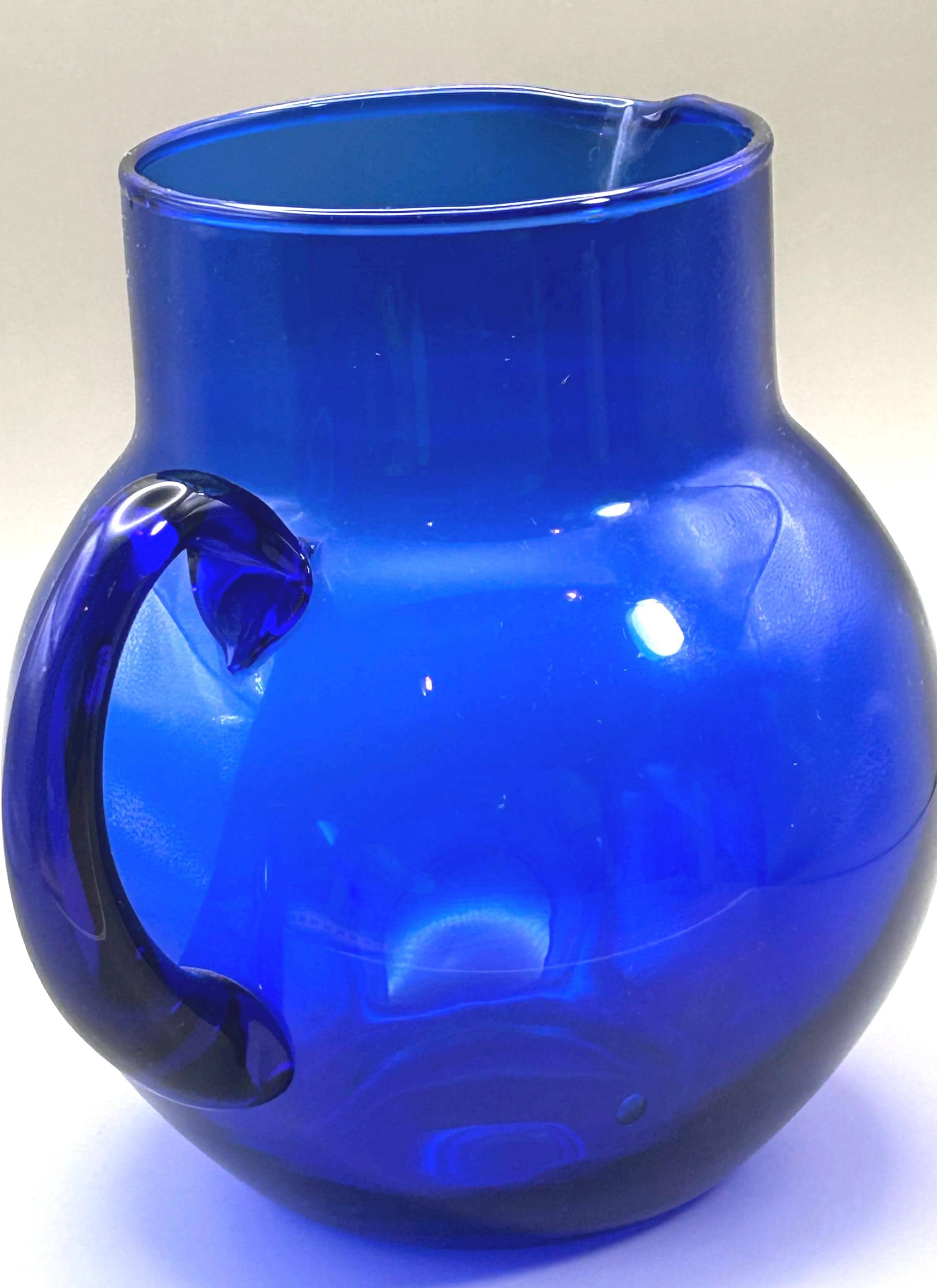Cobalt Blue Crystal Glass Pitcher, Vintage Holmegaard Design By Per Lütken, Denmark