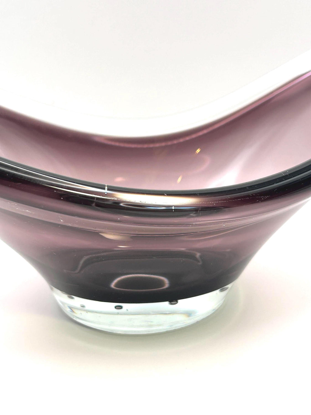 Vintage FM Konstglas Amethyst Crystal Centerpiece Bowl | Scandinavian Art Glass