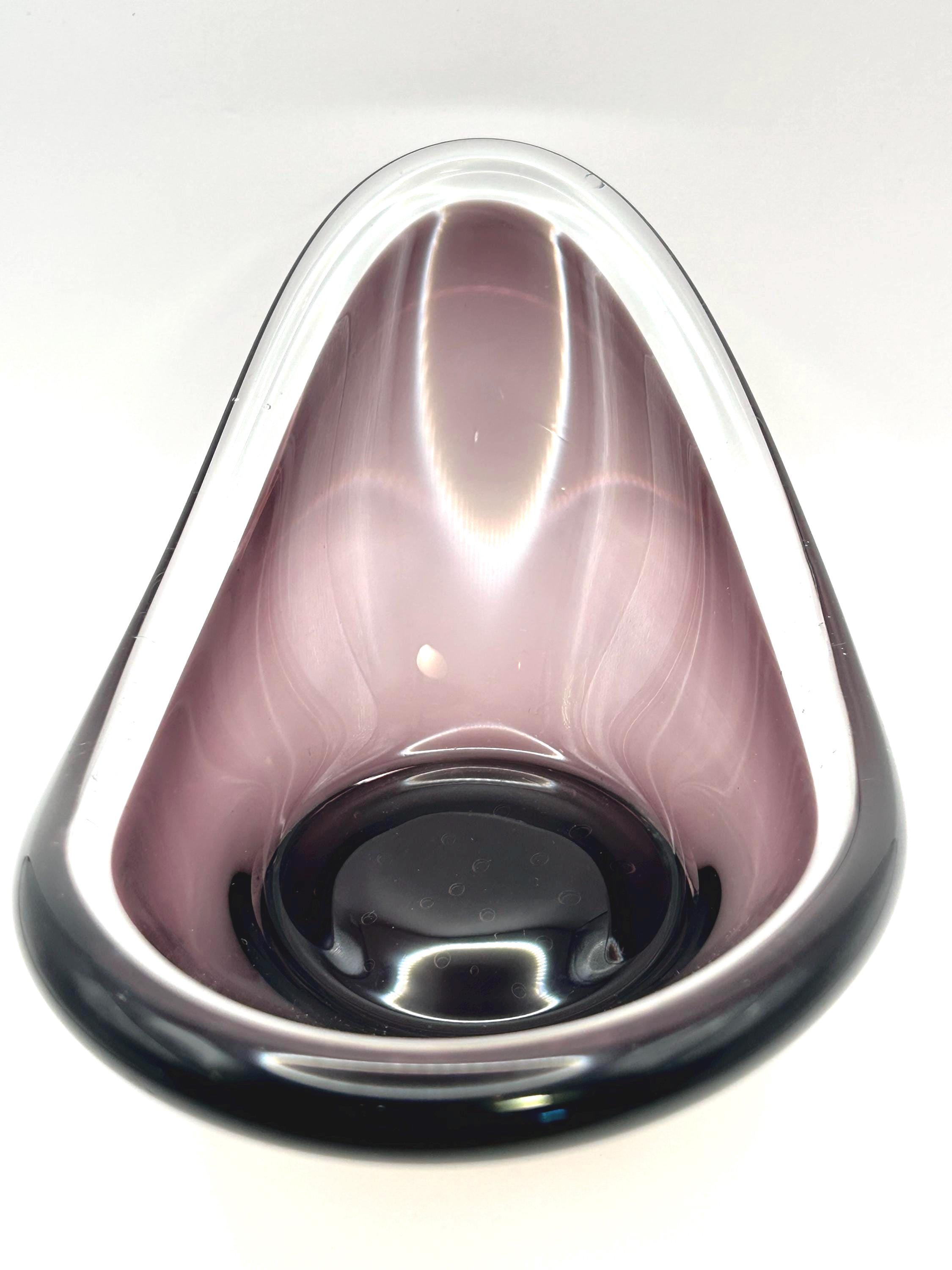 Vintage FM Konstglas Amethyst Crystal Centerpiece Bowl | Scandinavian Art Glass