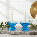 Iittala, Pair of Candle Holders, Deep Cobalt Blue Art Glass | Mid-Century Modern Finish glass