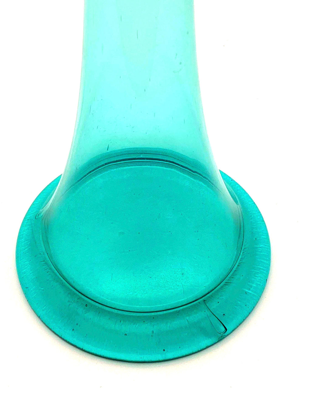 Reijmyre / Åfors, Sweden. Vintage Scandinavian Hand-Blown Ruffle Vase (26 cm)  Aqua Blue Art Glass