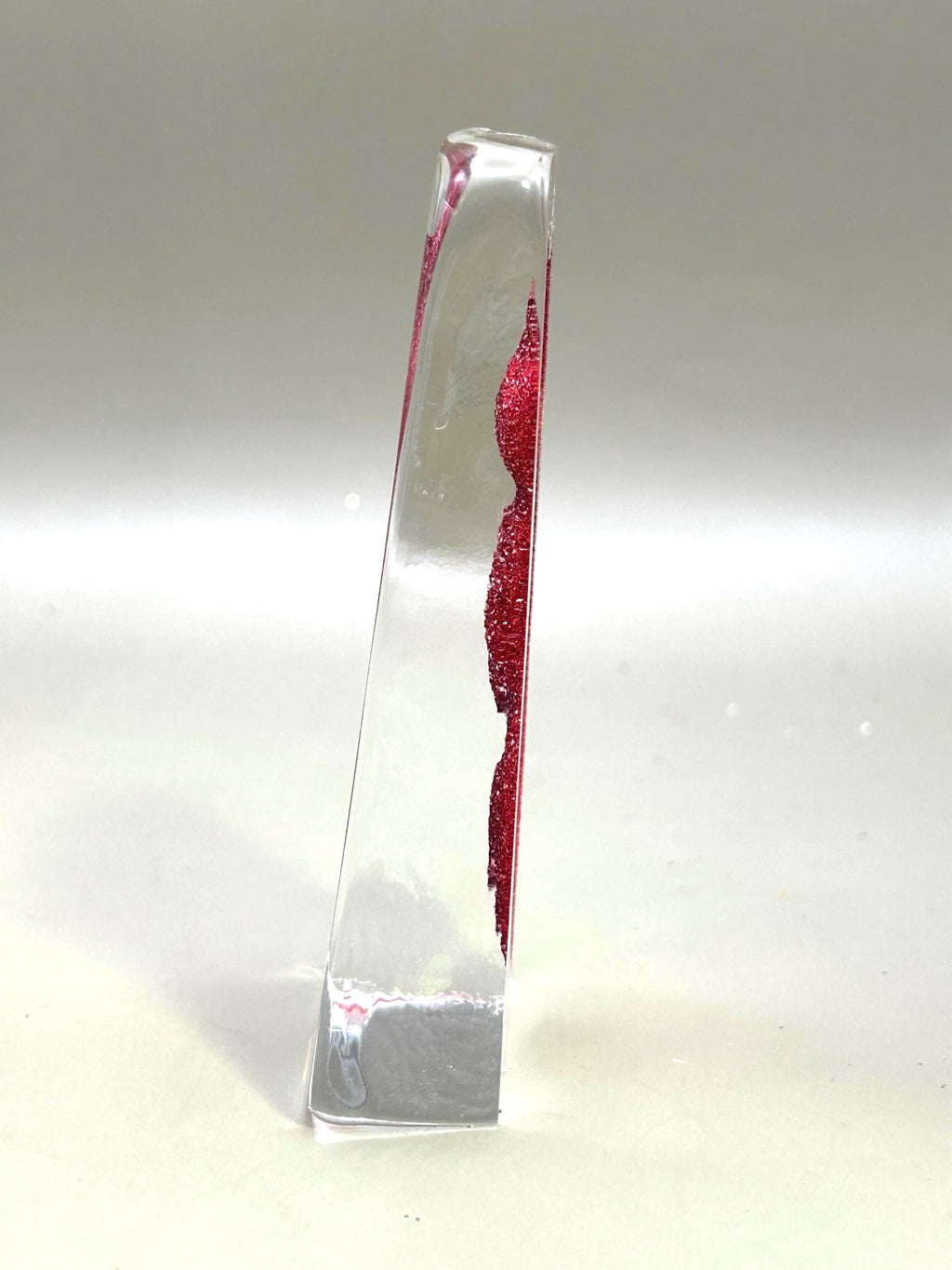 Vintage Mats Jonasson Crystal Woman Sculpture, Red Art Glass, Sweden