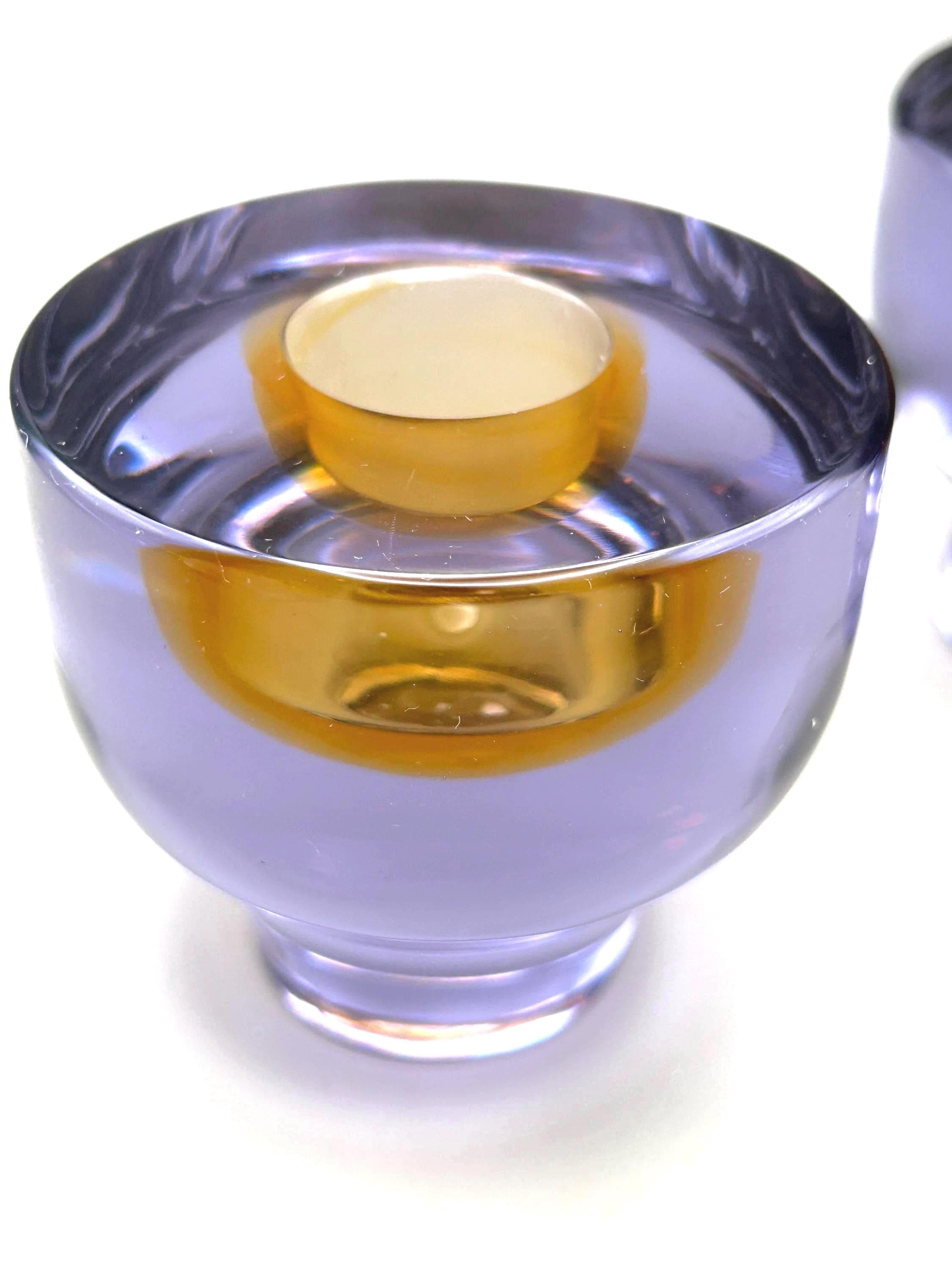 Murano Seguso Vetri d’Arte, Sommerso Candle Holders | Signed Italian Art Glass