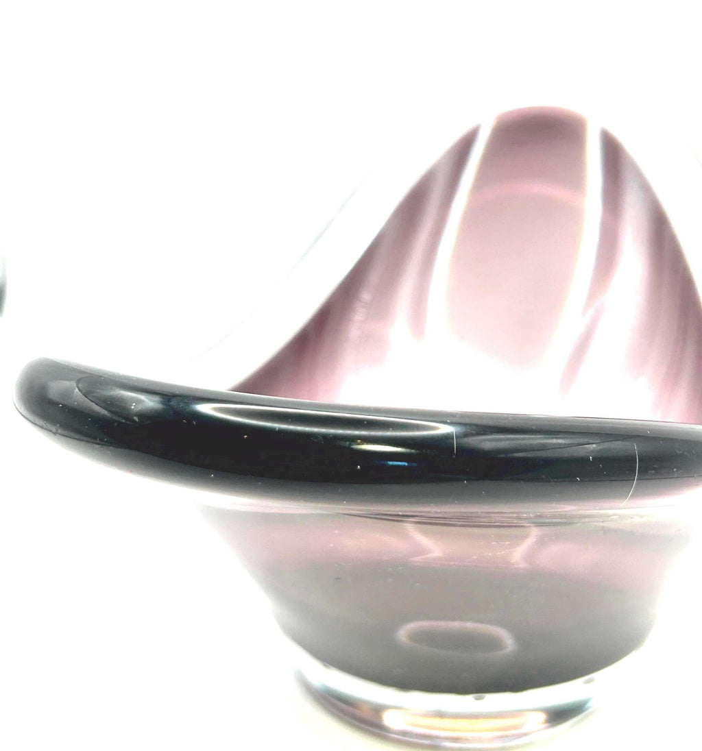 Vintage FM Konstglas Amethyst Crystal Centerpiece Bowl | Scandinavian Art Glass