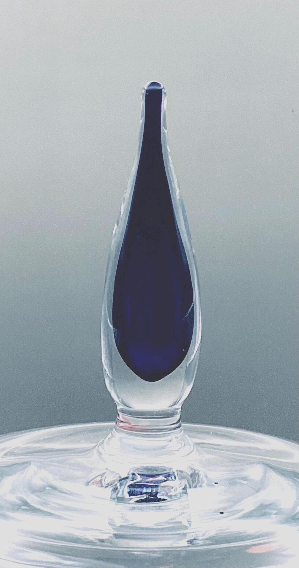 Cristal d’Arques, Exclusive Crystal Bonbonnière with Blue Finial Lid | Luxury French Crystal