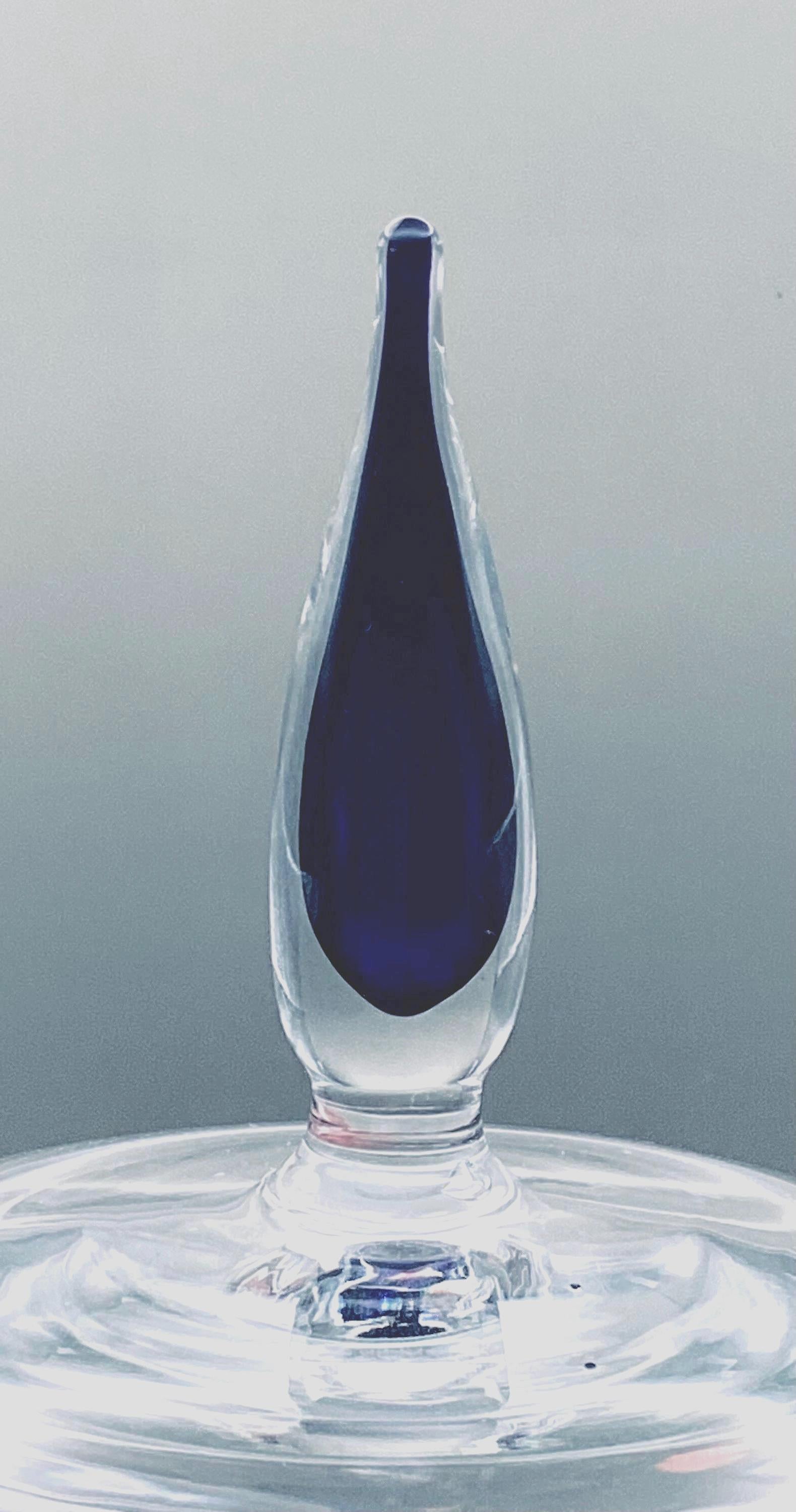 Cristal d’Arques, Exclusive Crystal Bonbonnière with Blue Finial Lid | Luxury French Crystal
