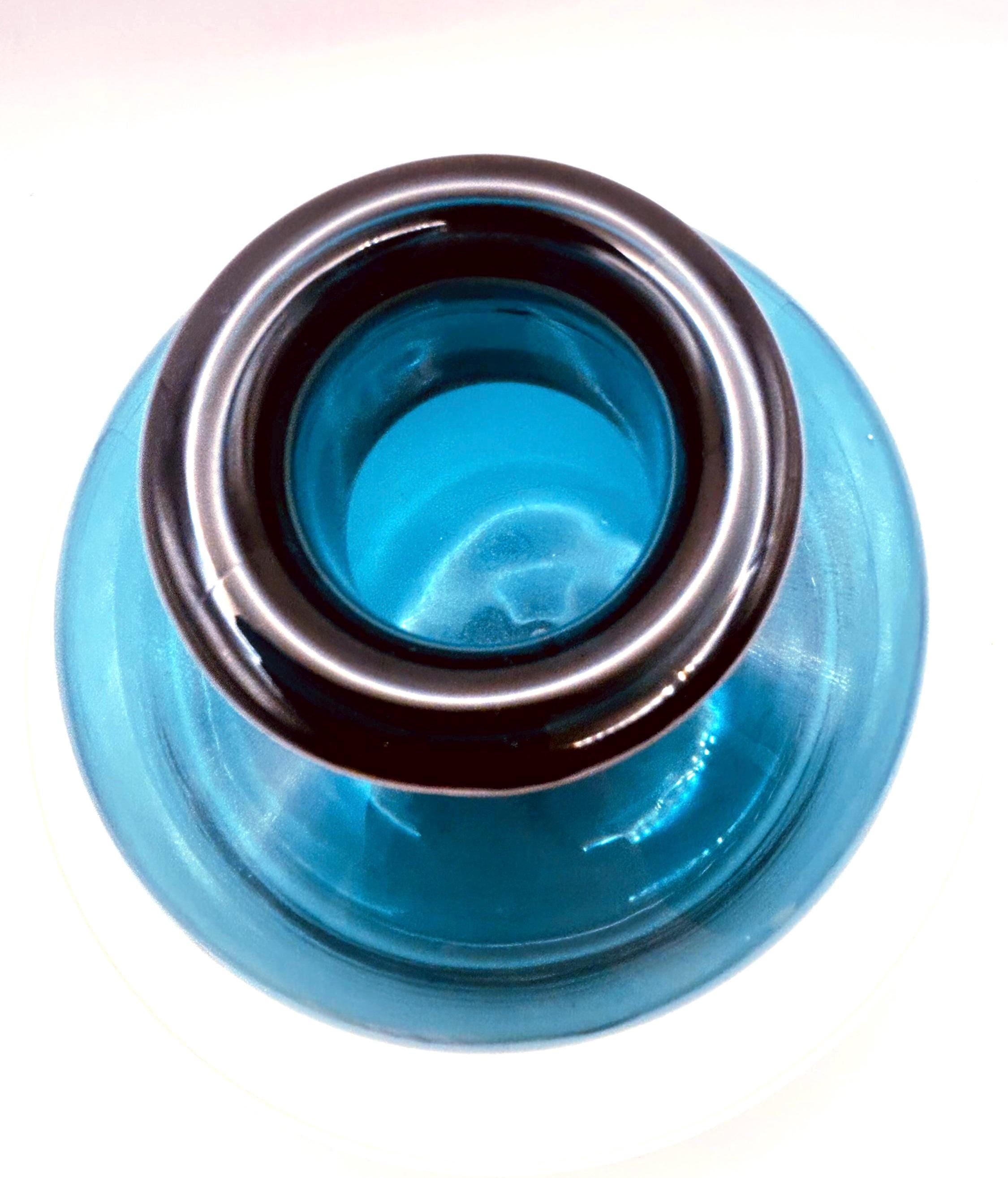 Holmegaard Carnaby Bud Vase by Michael Bang | Rare Sea Blue / Teal Glass, 13 cm