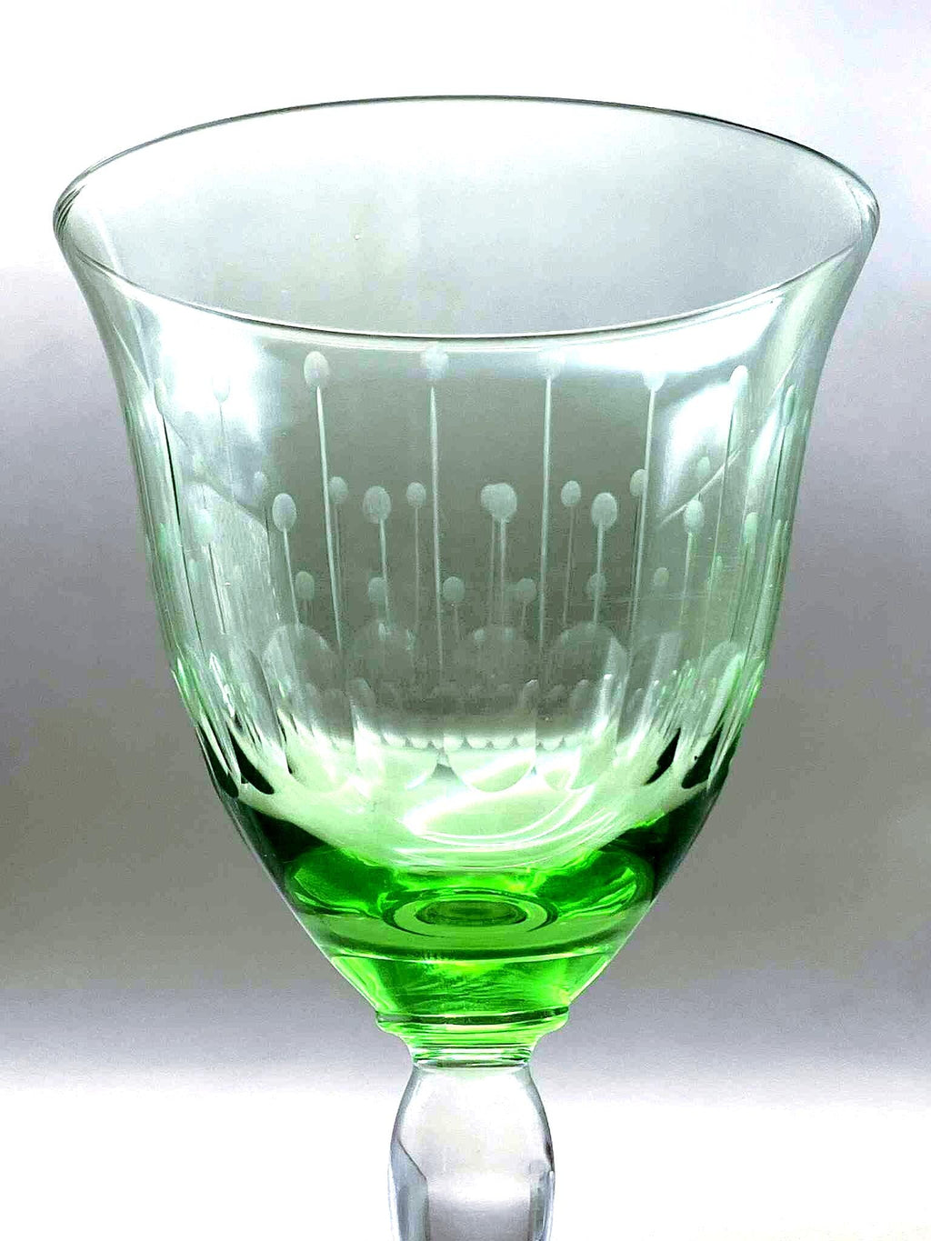 Vintage Bohemian Uranium Wine Glasses, Czech Art Glass