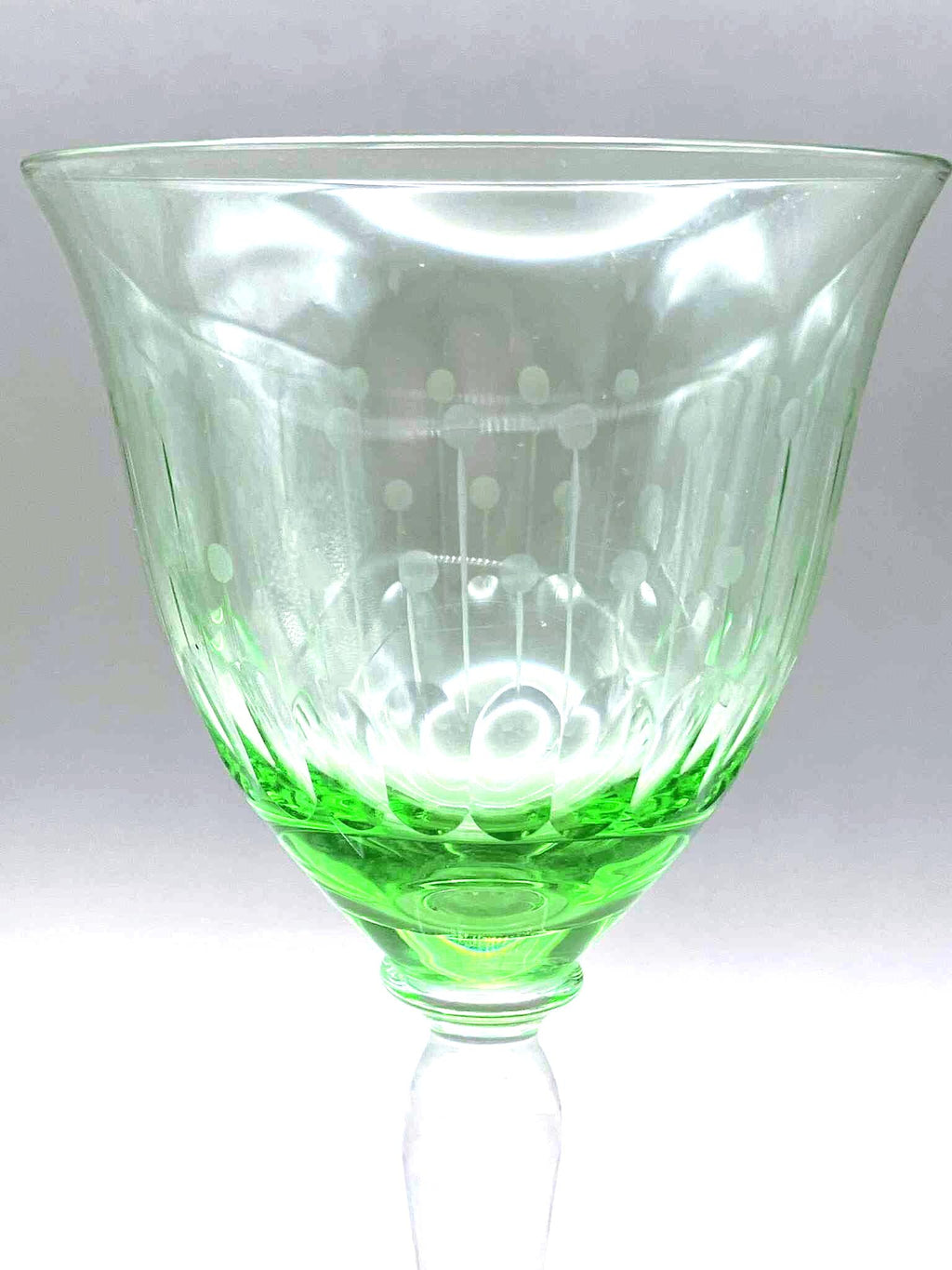 Vintage Bohemian Uranium Wine Glasses, Czech Art Glass