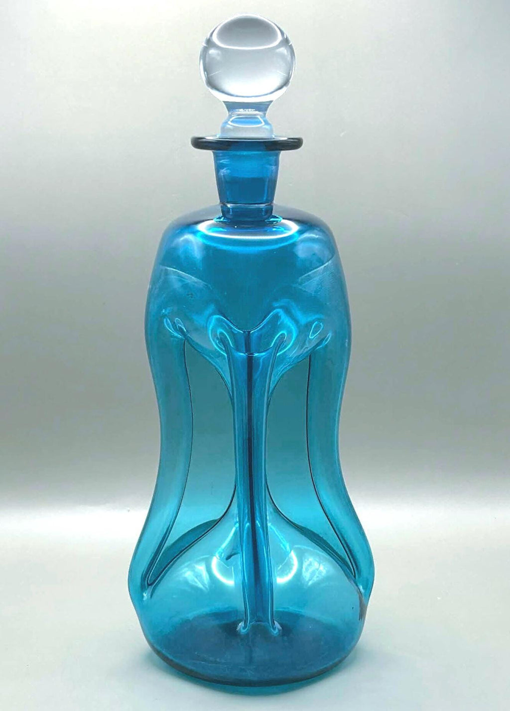 Vintage Holmegaard Art Glass Decanter, Teal Blue | Danish Scandinavian Design