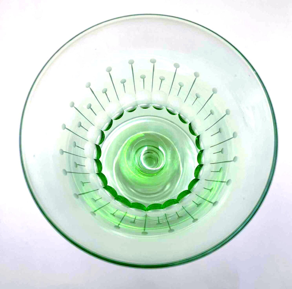 Vintage Bohemian Uranium Wine Glasses, Czech Art Glass