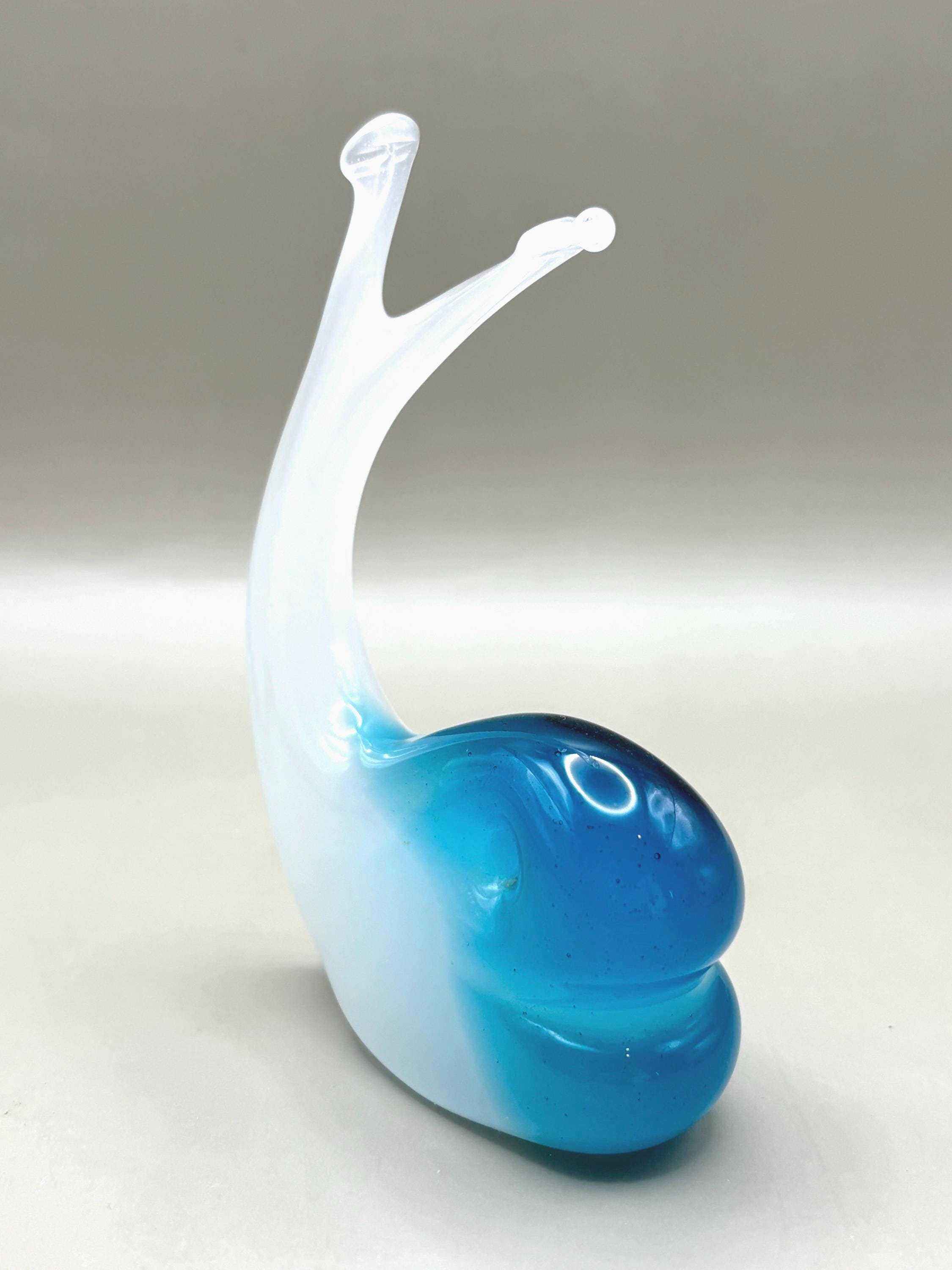 Vintage Murano, Italy. Dolphin Sculpture – Blue & White Opaline Sommerso Art Glass