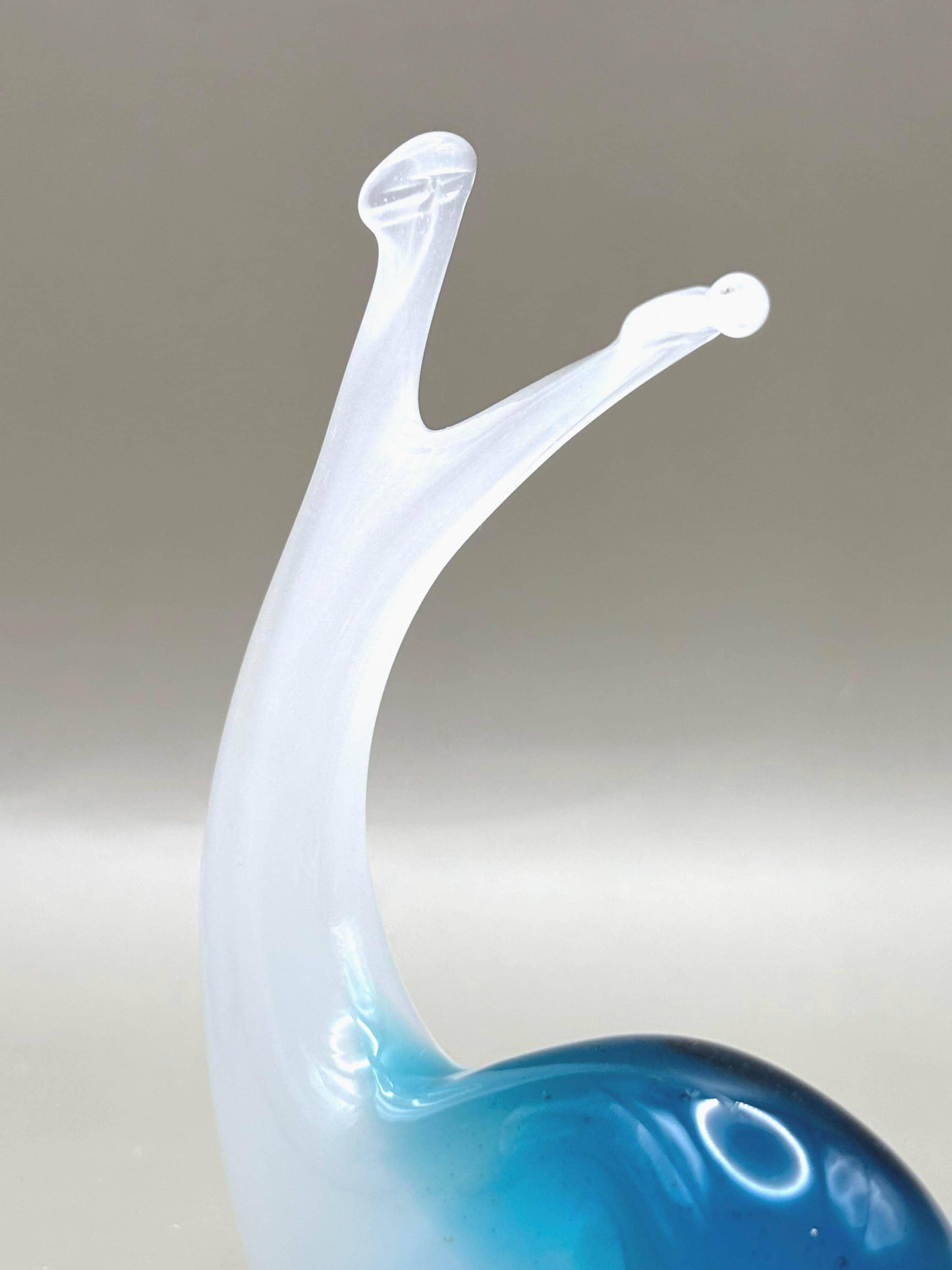 Vintage Murano, Italy. Dolphin Sculpture – Blue & White Opaline Sommerso Art Glass