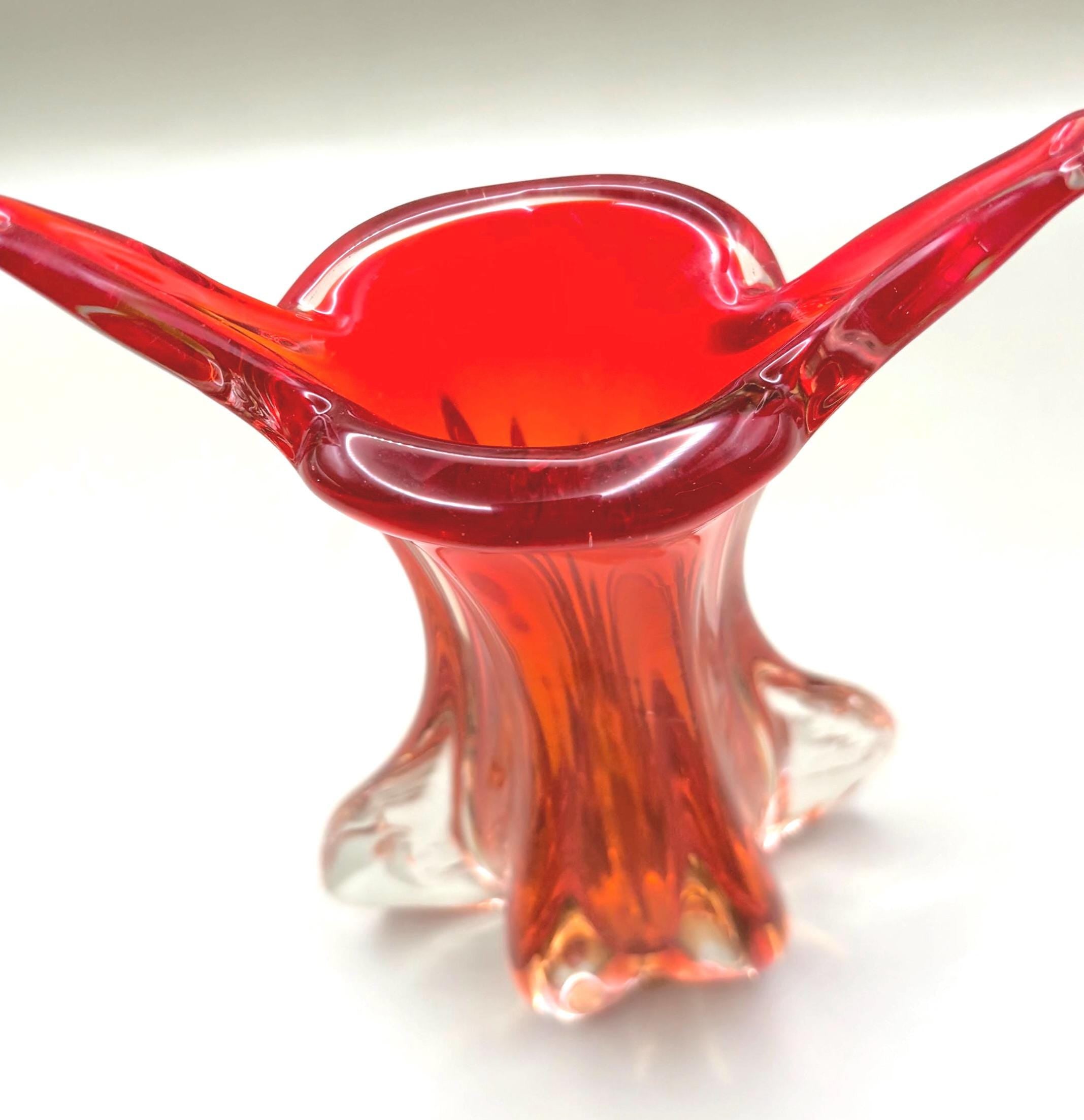 Murano Sommerso Bud Vase | Flavio Poli for Seguso | Red Amber Glass