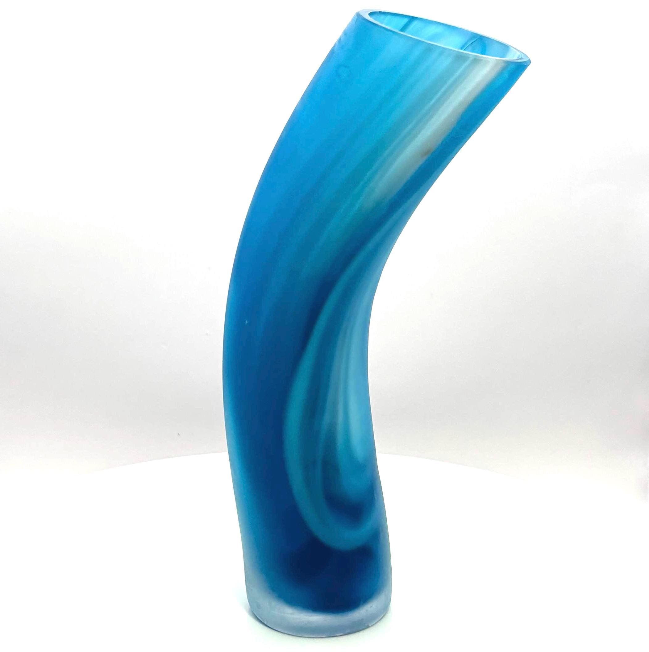 Vintage Målerås Glasbruk, Turquoise Satin Glass Vase | Signed Swedish Art Glass