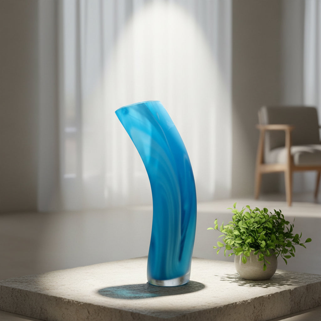 Vintage Målerås Glasbruk, Turquoise Satin Glass Vase | Signed Swedish Art Glass