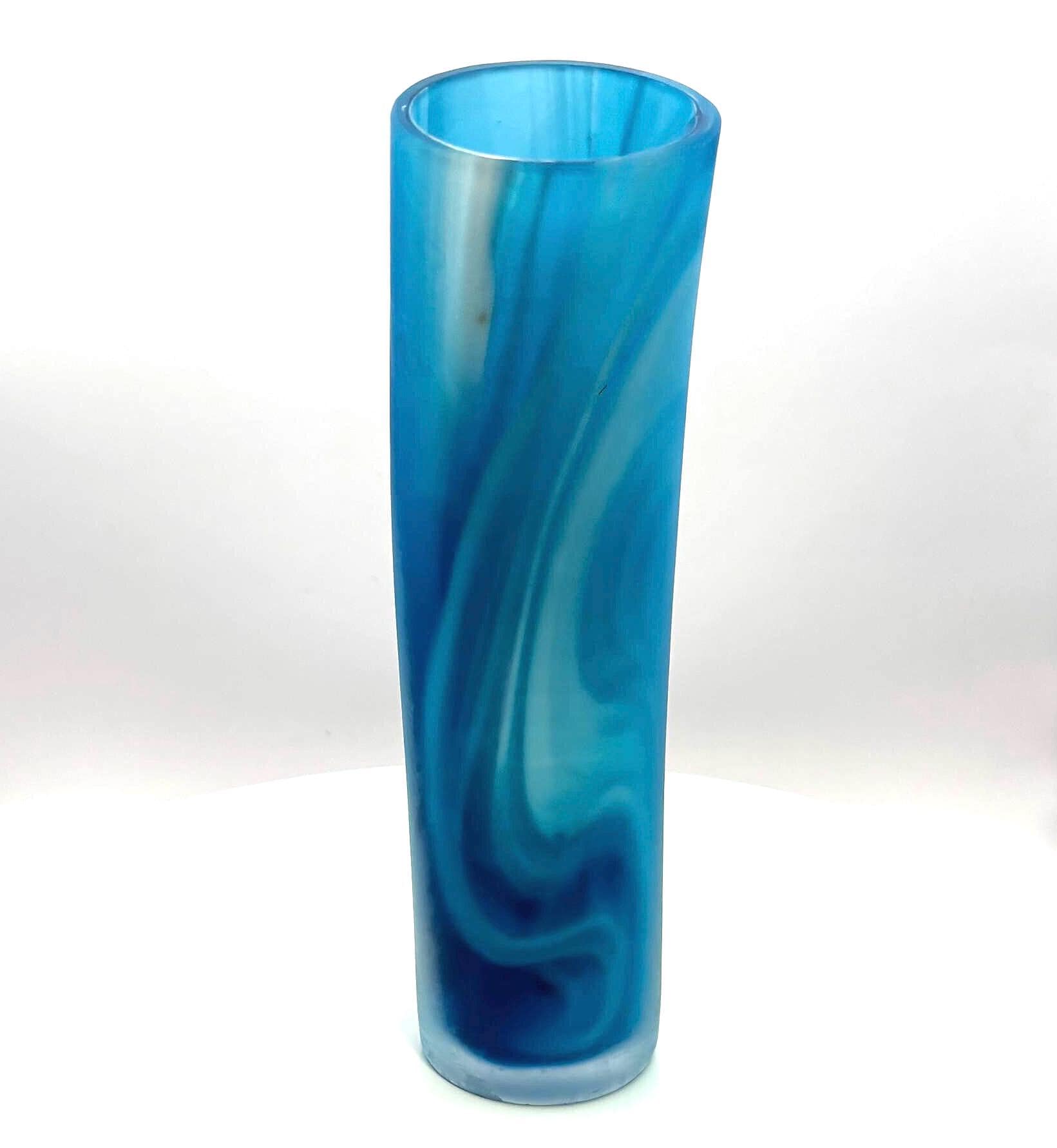 Vintage Målerås Glasbruk, Turquoise Satin Glass Vase | Signed Swedish Art Glass