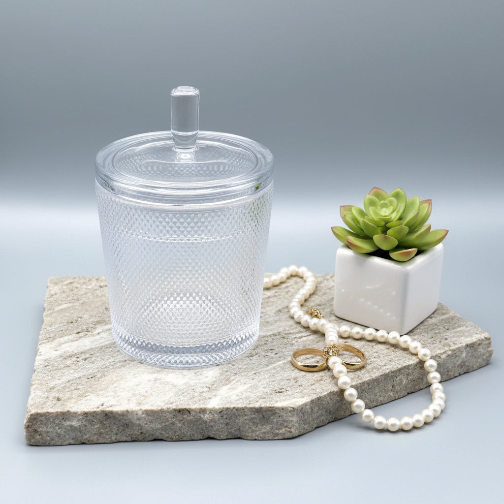 NYBRO, Scandinavian Lux Crystal | Lidded Jar with Diamond-Cut Pattern