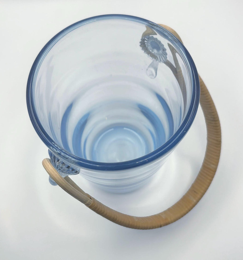 Vintage Holmegaard. scandinavian design. Ice Bucket / Glass Bowl with Wicker Handle – Signed