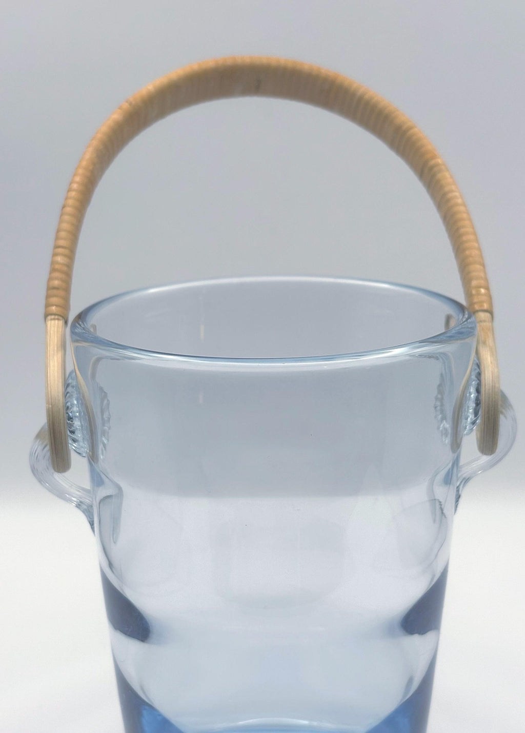 Vintage Holmegaard. scandinavian design. Ice Bucket / Glass Bowl with Wicker Handle – Signed