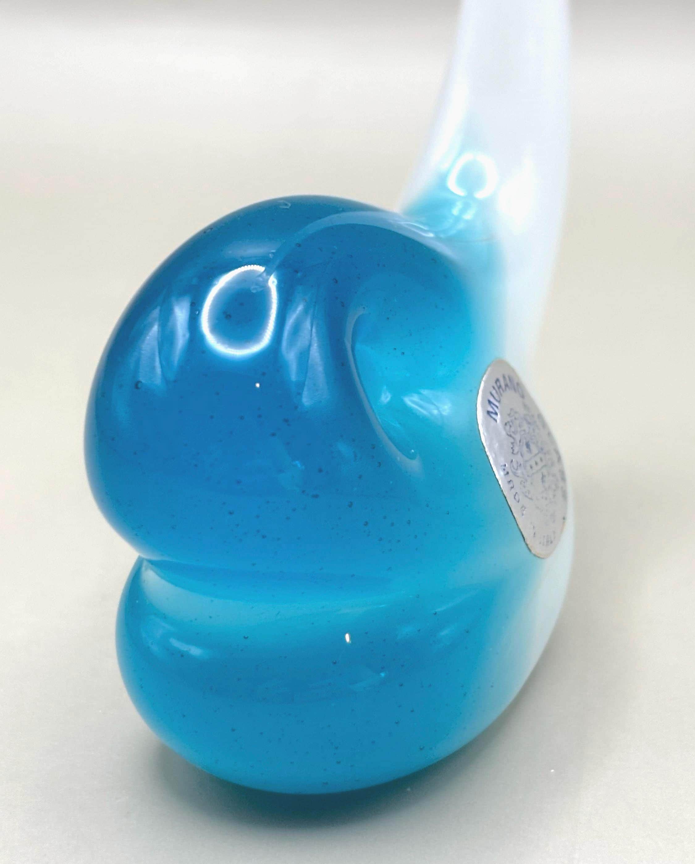 Vintage Murano, Italy. Dolphin Sculpture – Blue & White Opaline Sommerso Art Glass