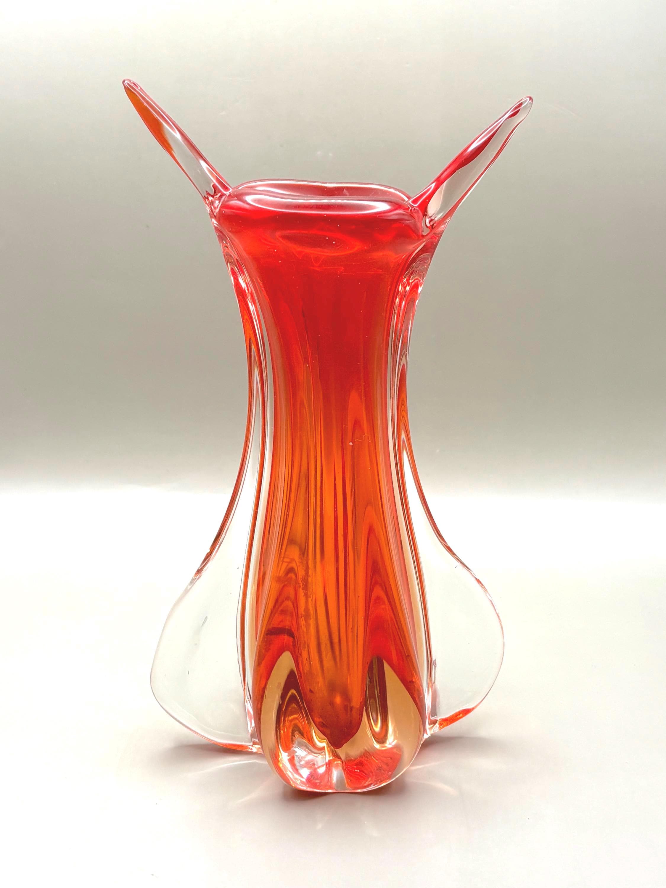 Murano Sommerso Bud Vase | Flavio Poli for Seguso | Red Amber Glass