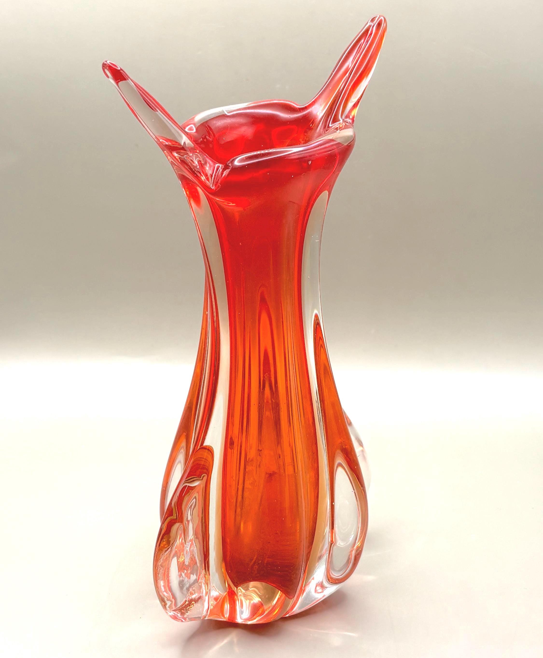 Murano Sommerso Bud Vase | Flavio Poli for Seguso | Red Amber Glass