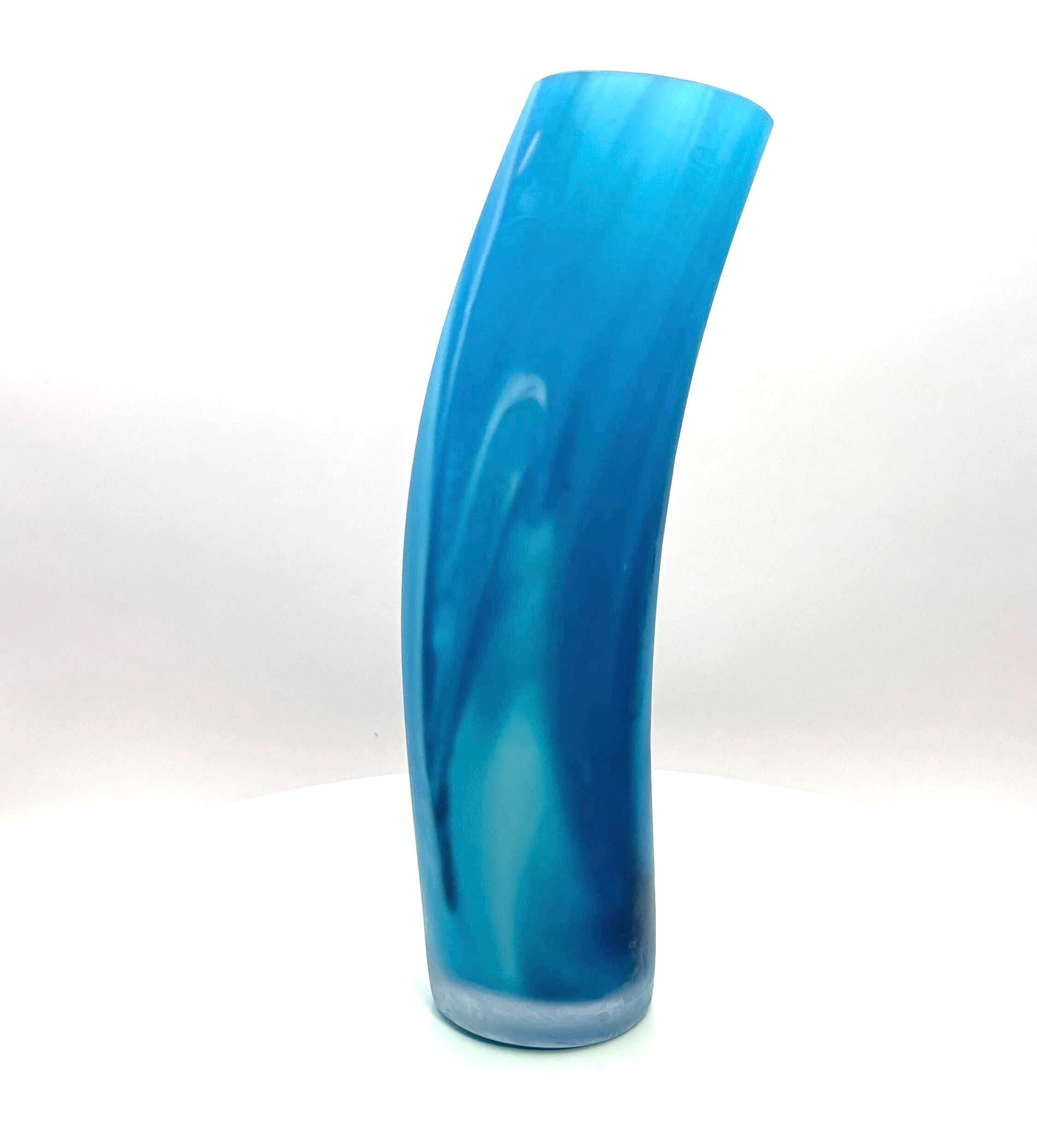 Vintage Målerås Glasbruk, Turquoise Satin Glass Vase | Signed Swedish Art Glass