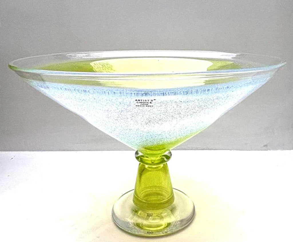 Kosta Boda Artist Choice Art Glass Centerpiece Bowl, Signed Kjell Engman Lime Green