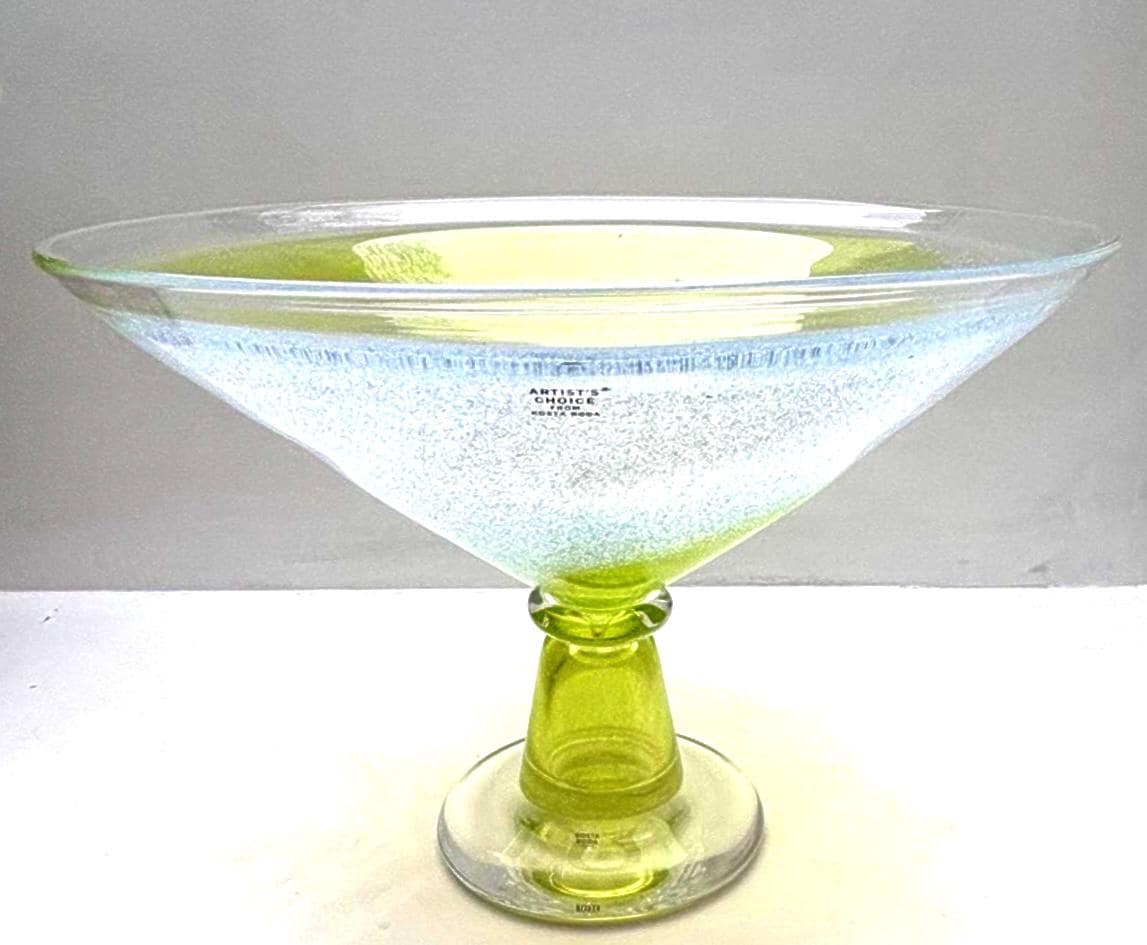 Kosta Boda Artist Choice Art Glass Centerpiece Bowl, Signed Kjell Engman Lime Green
