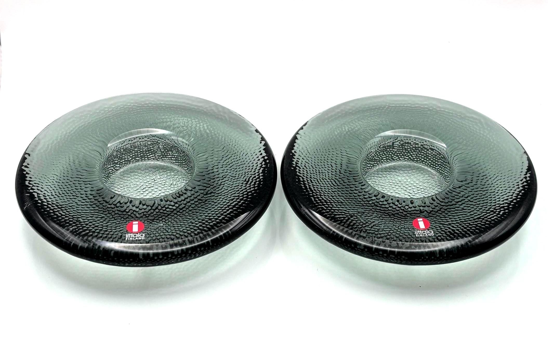 Iittala Kastehelmi Glass Candle Holders, Smoke Grey, Set of 2