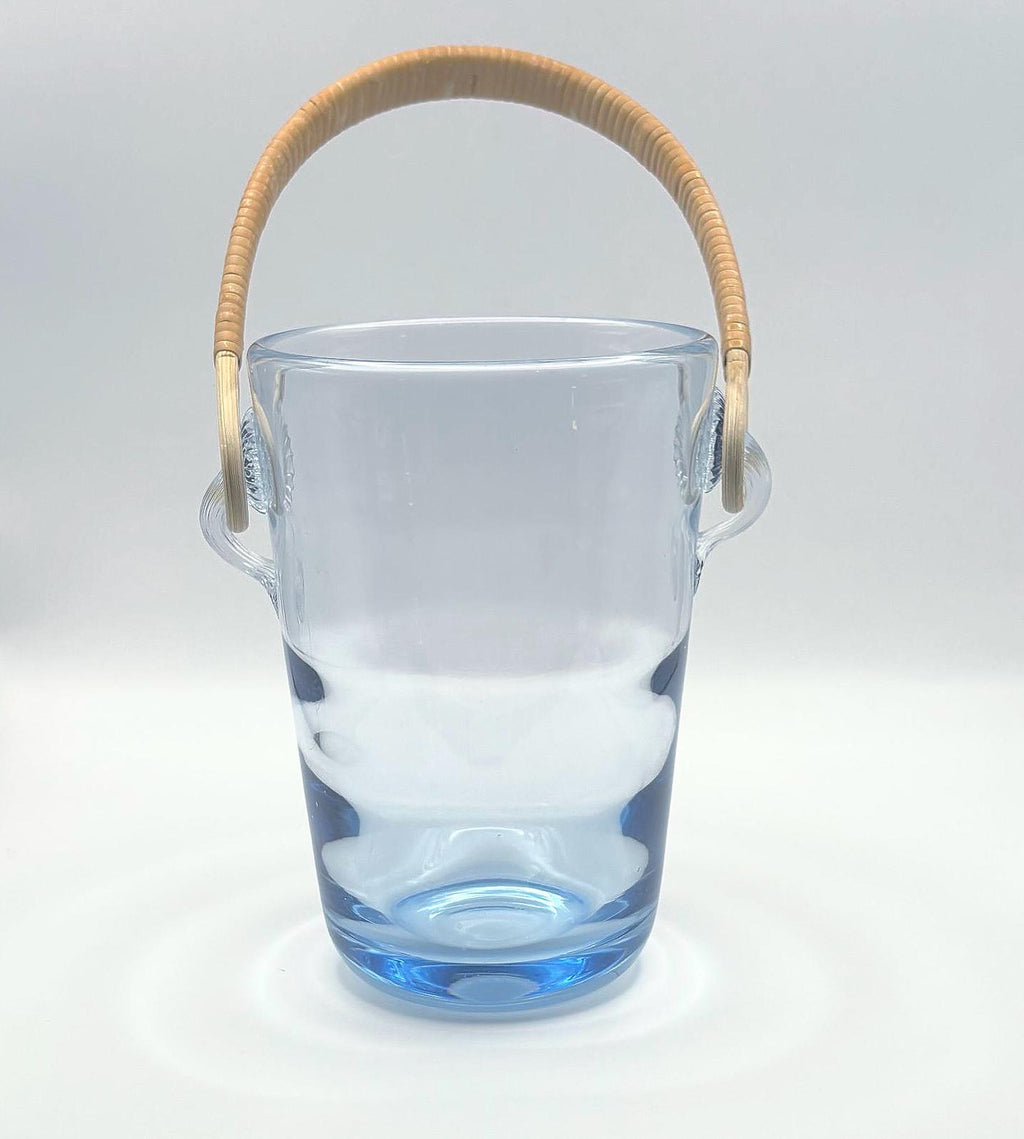 Vintage Holmegaard. scandinavian design. Ice Bucket / Glass Bowl with Wicker Handle – Signed