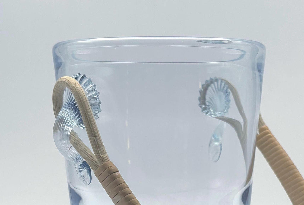 Vintage Holmegaard. scandinavian design. Ice Bucket / Glass Bowl with Wicker Handle – Signed
