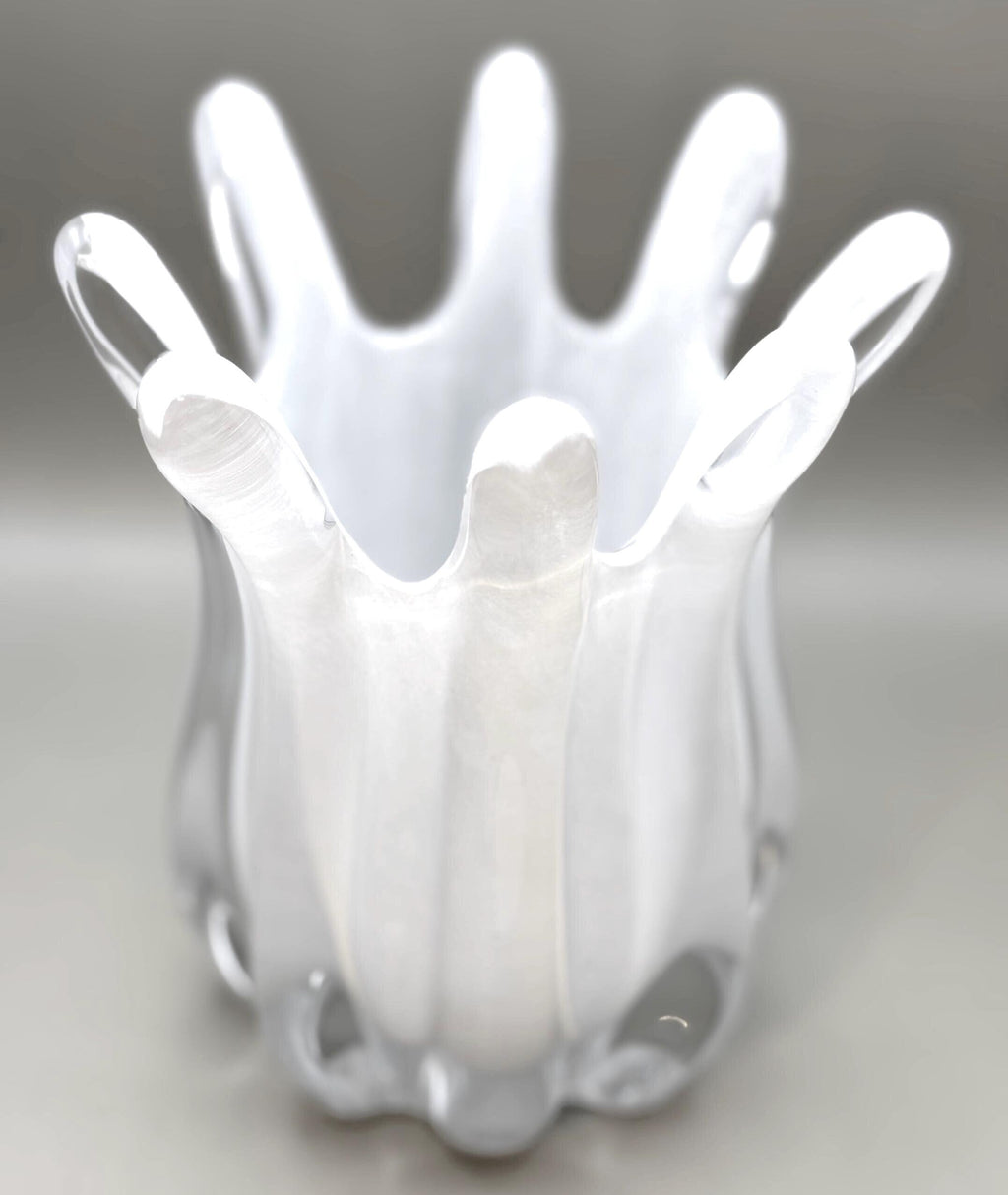 Murano, White Opaline Glass Vase | Italian Art