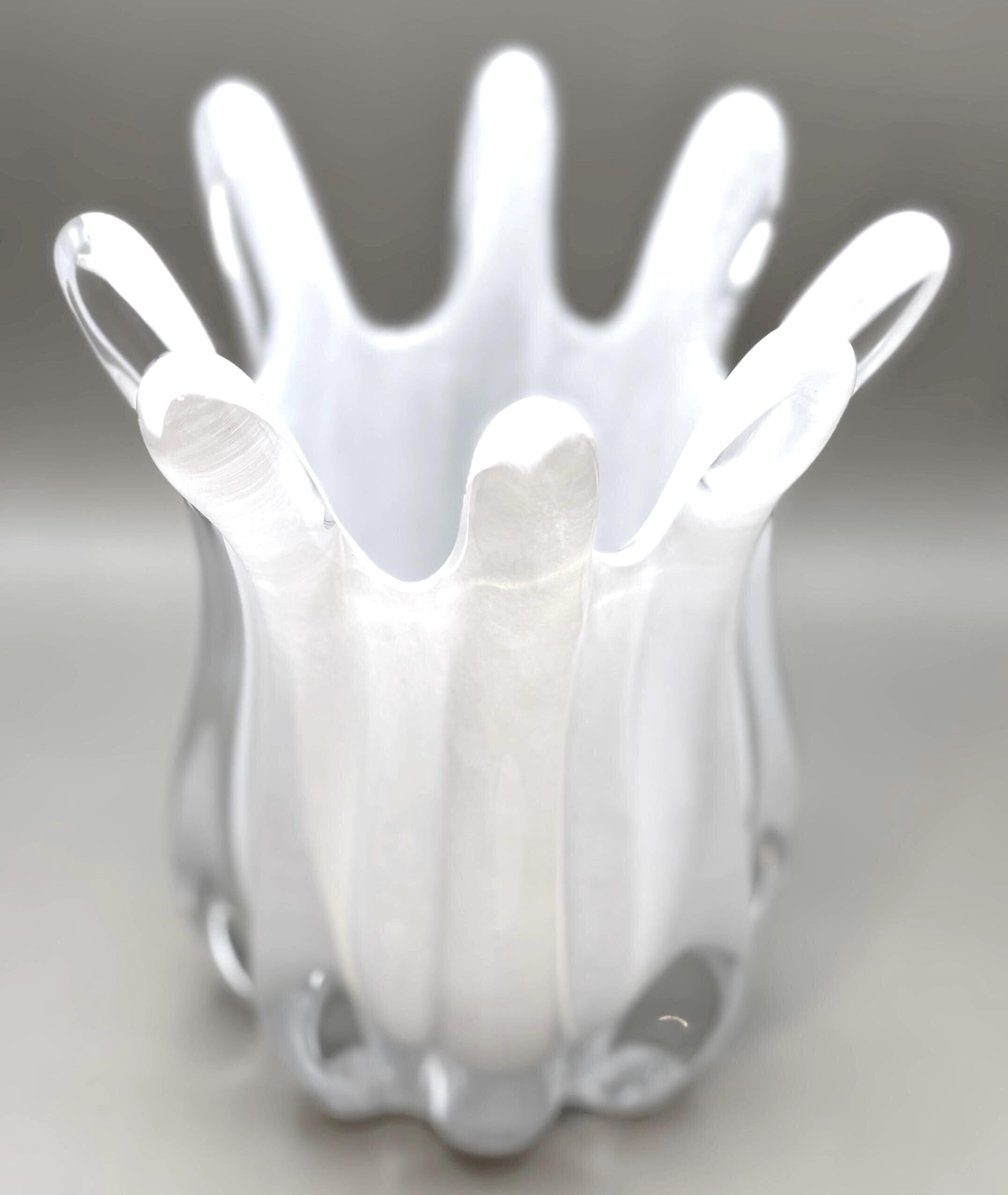 Murano, White Opaline Glass Vase | Italian Art