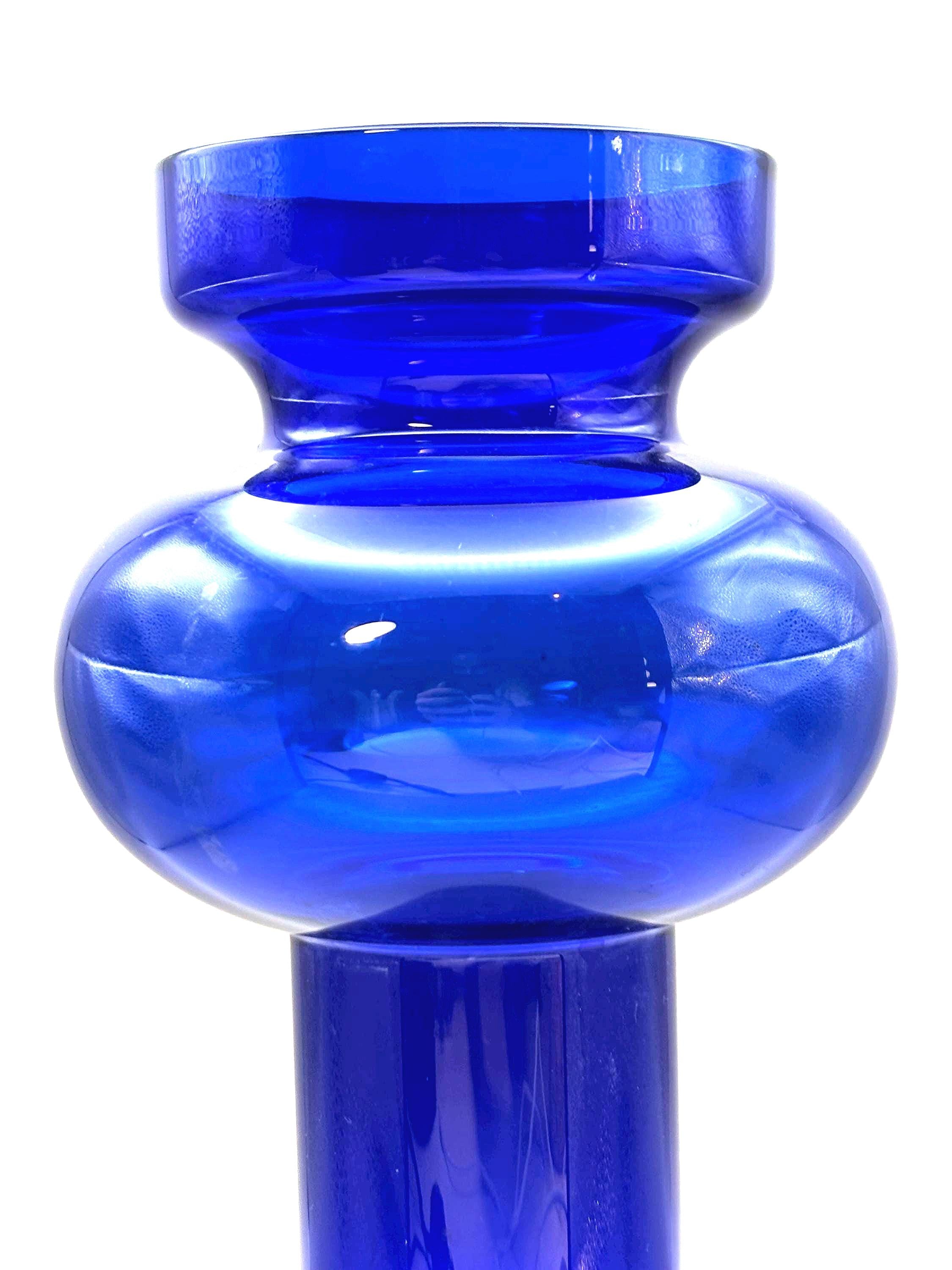 P.O. Ström Cobalt Blue Glass Vase | Scandinavian Mid Century Design