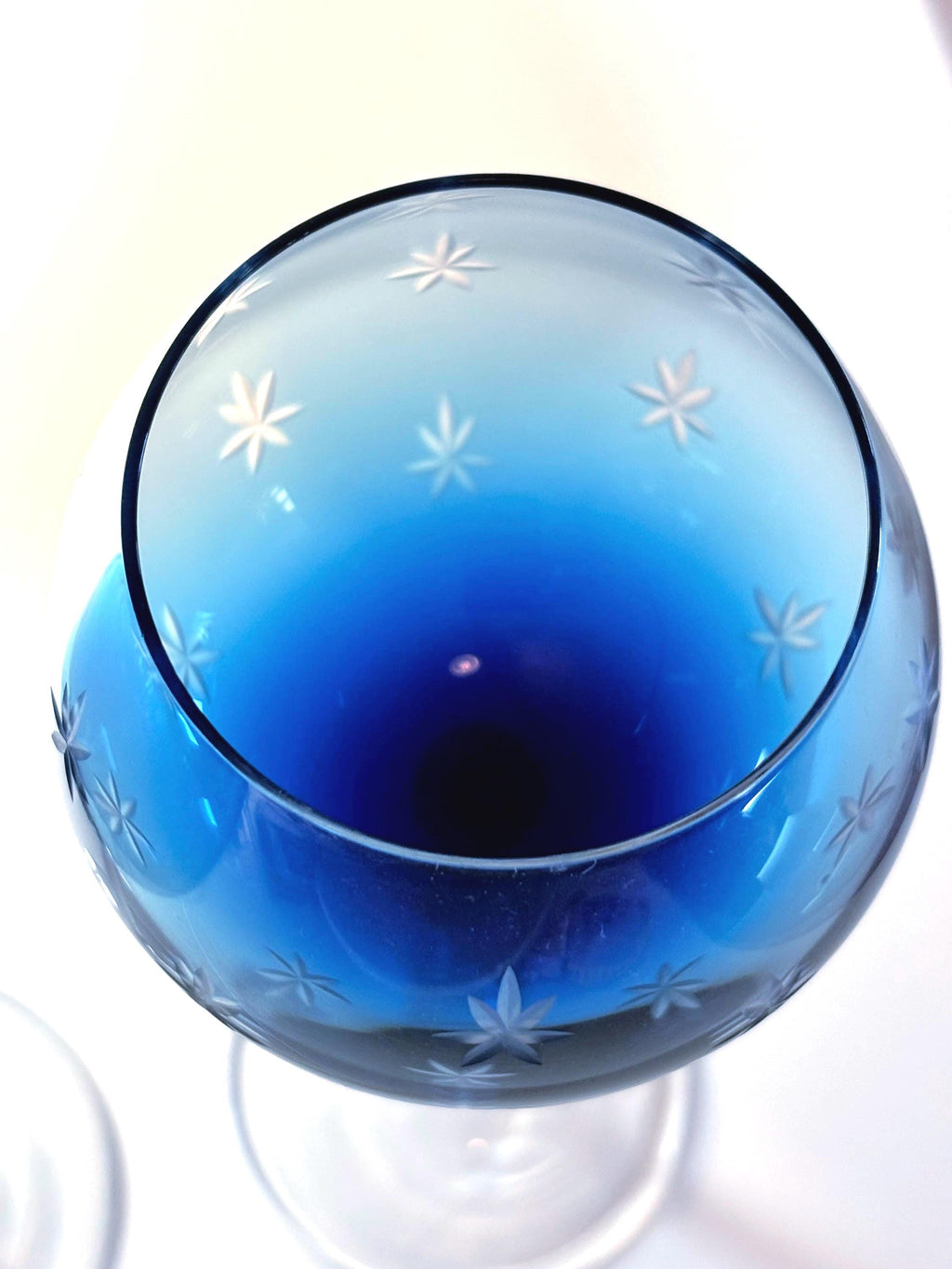 Bohemian Starburst Goblets | Cobalt Blue Crystal Wine Glasses