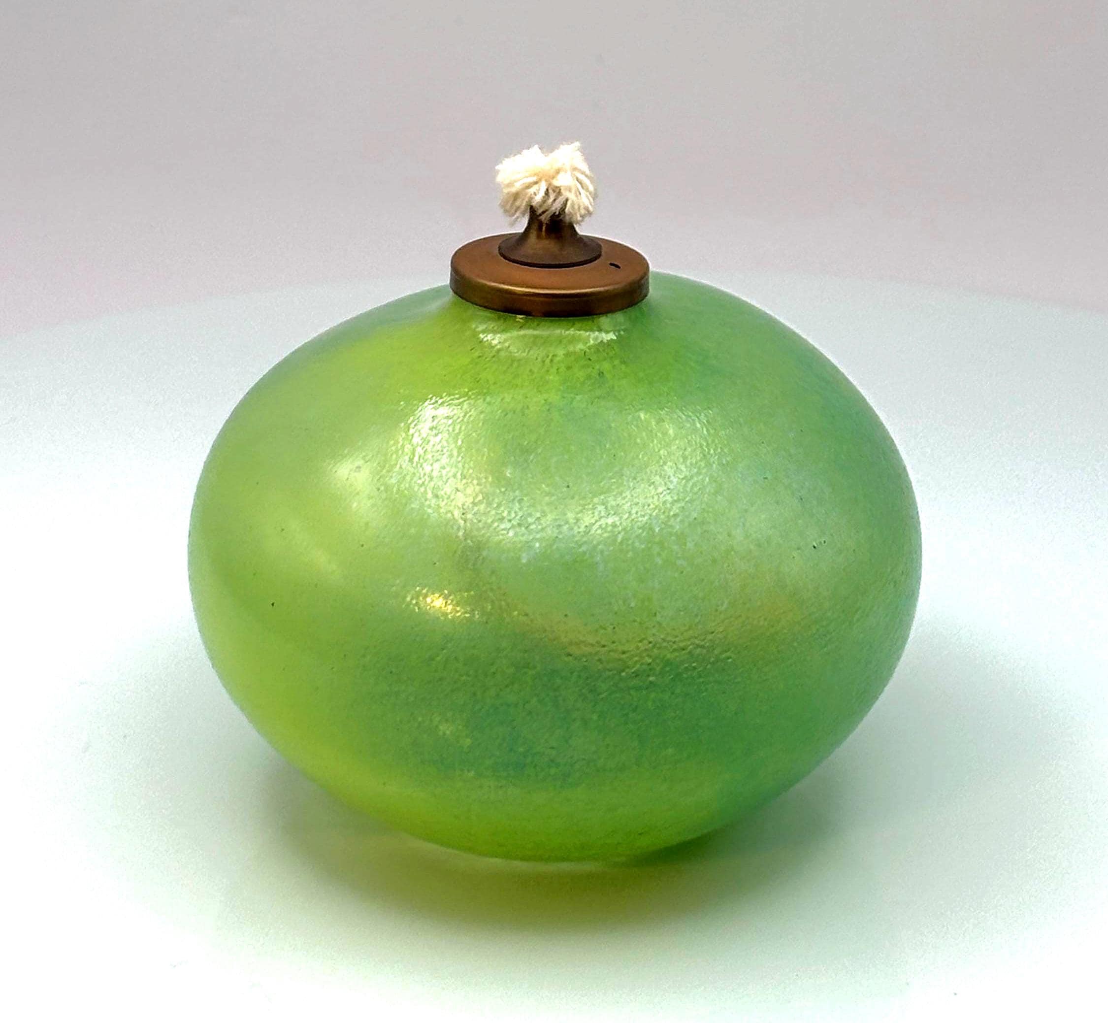 European Glass Candle lantern/Oil Lamp – Soft Green