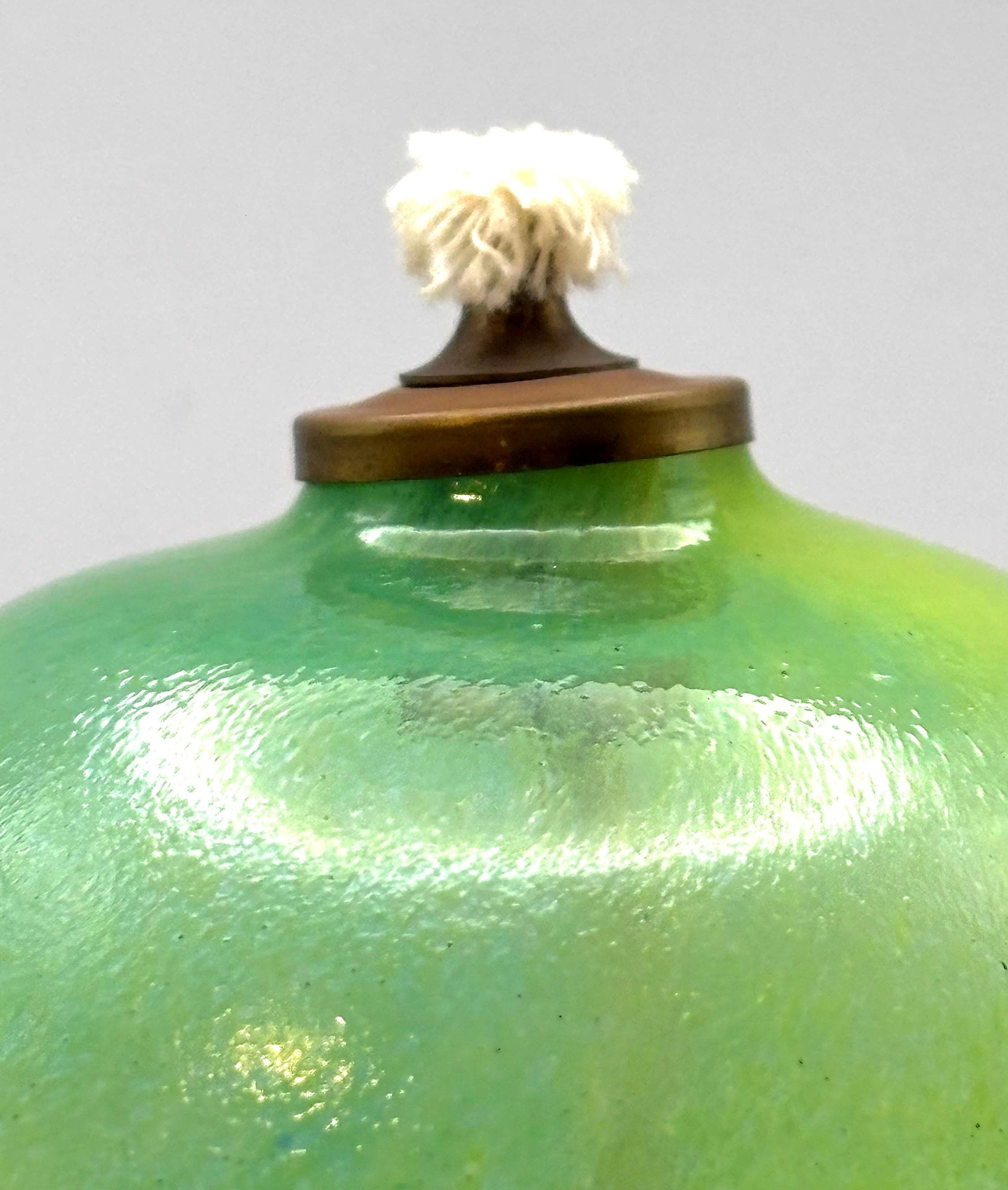 European Glass Candle lantern/Oil Lamp – Soft Green
